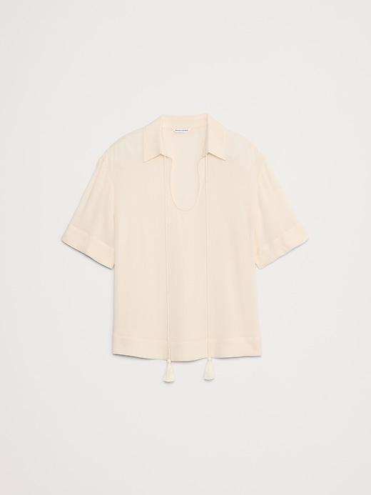Gauze Tassel-Tie Popover Shirt Product Image