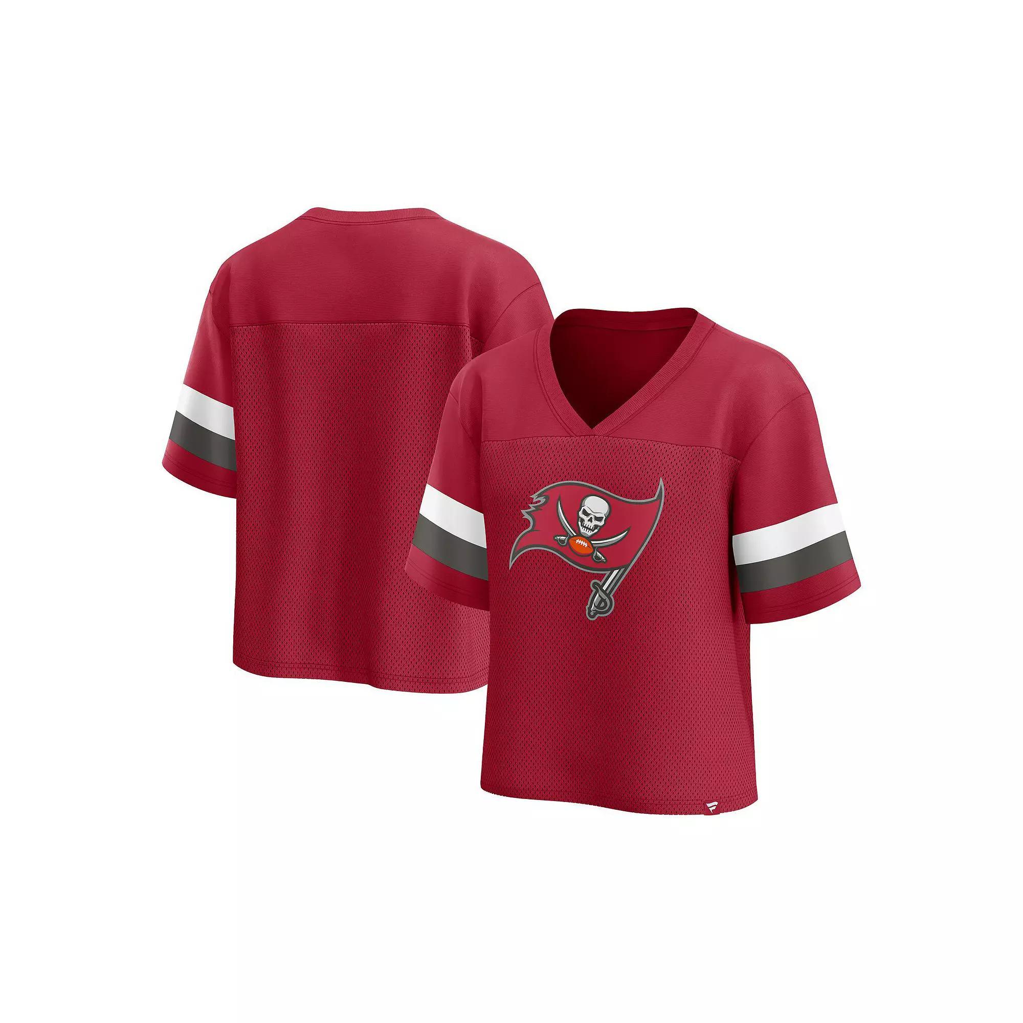 Women's Fanatics Branded  Red Tampa Bay Buccaneers Established Jersey Cropped V-Neck T-Shirt, Size: 3XL Product Image