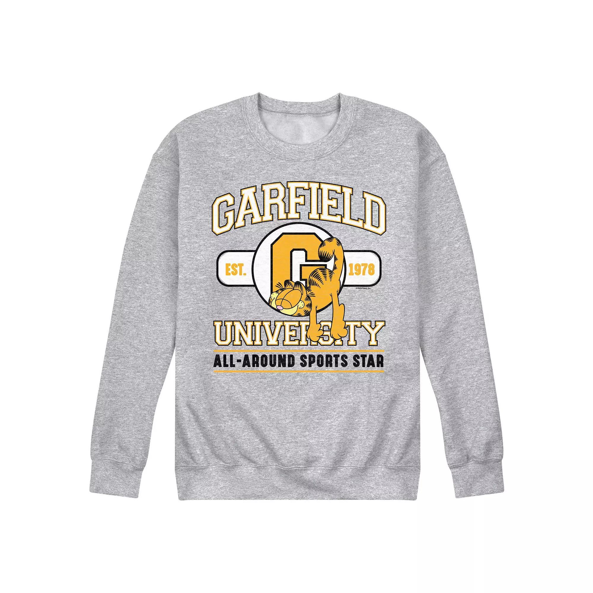 Mens Garfield University Sports Star Fleece Sweatshirt Grey Gray Product Image