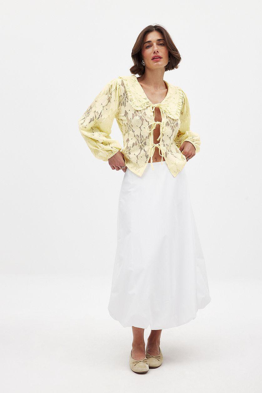 Balloon Sleeve Collar Blouse Product Image