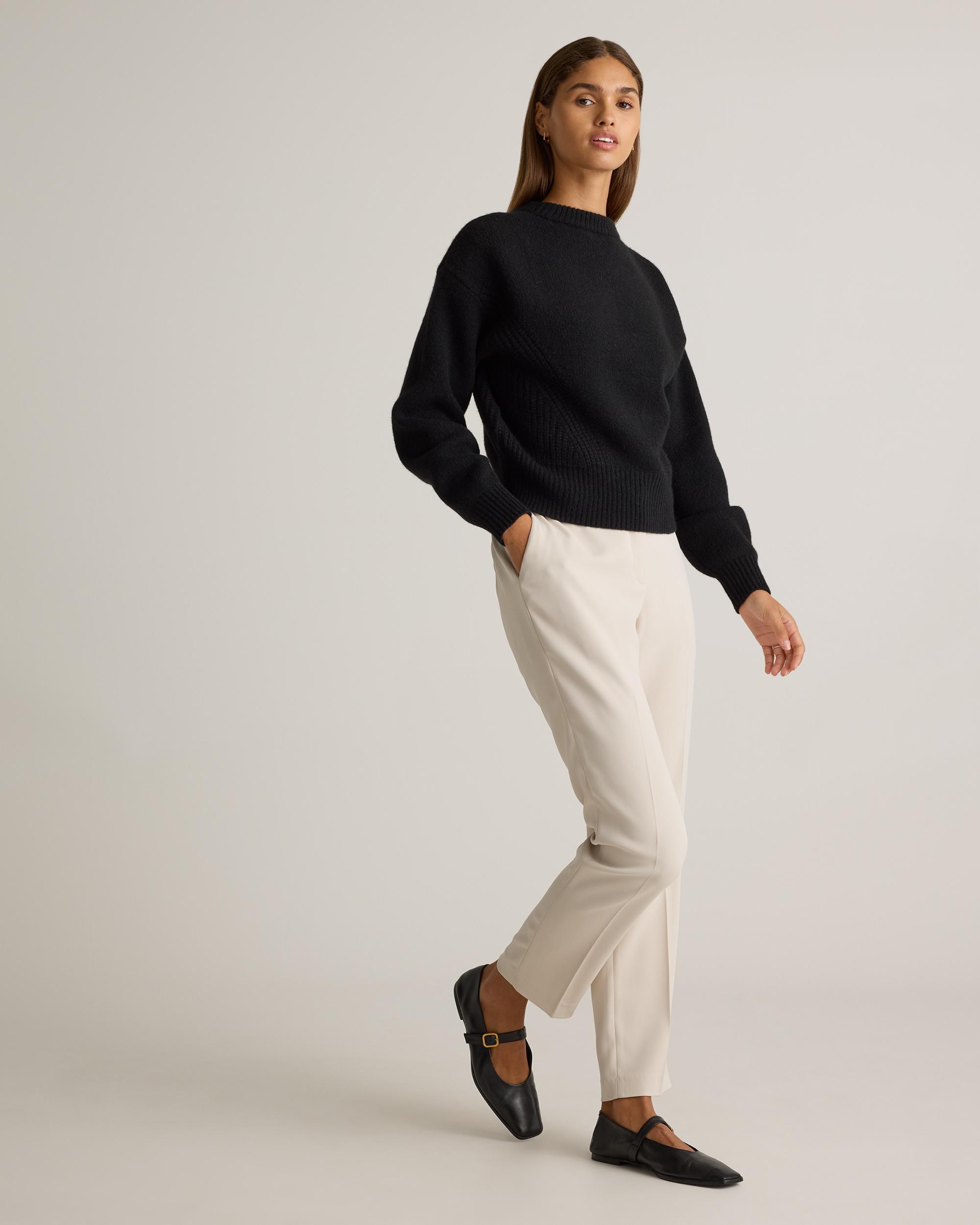 Quince | Women's 100% Yak Wool Pointelle Detail Relaxed Crew Neck Alpaca Sweater Size XL Product Image