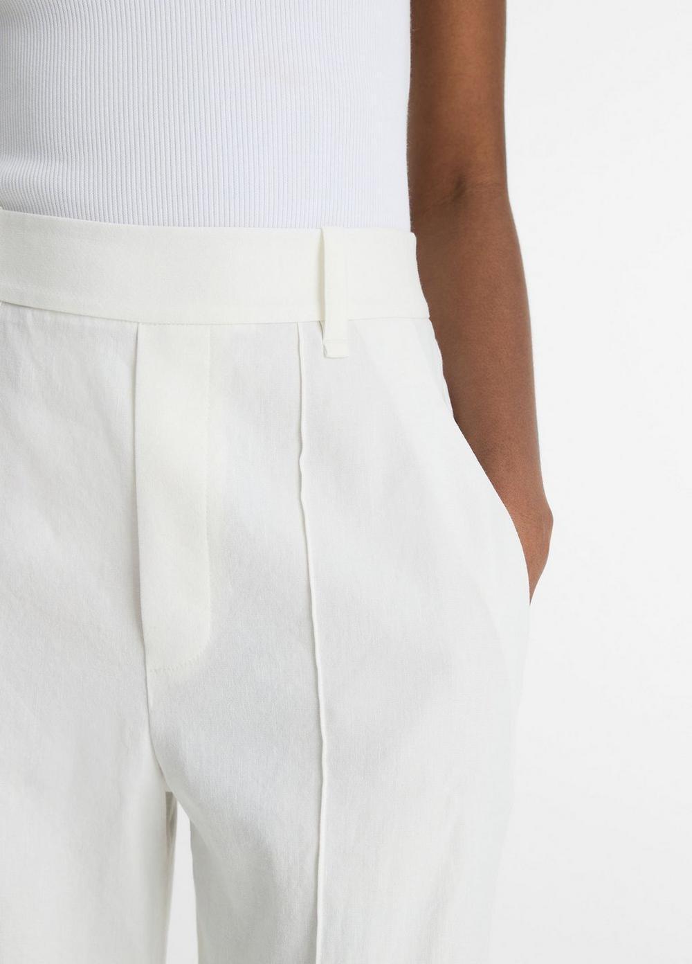 Womens Linen-Blend High-Rise Pull-On Pant, Off White, Size M Vince Product Image