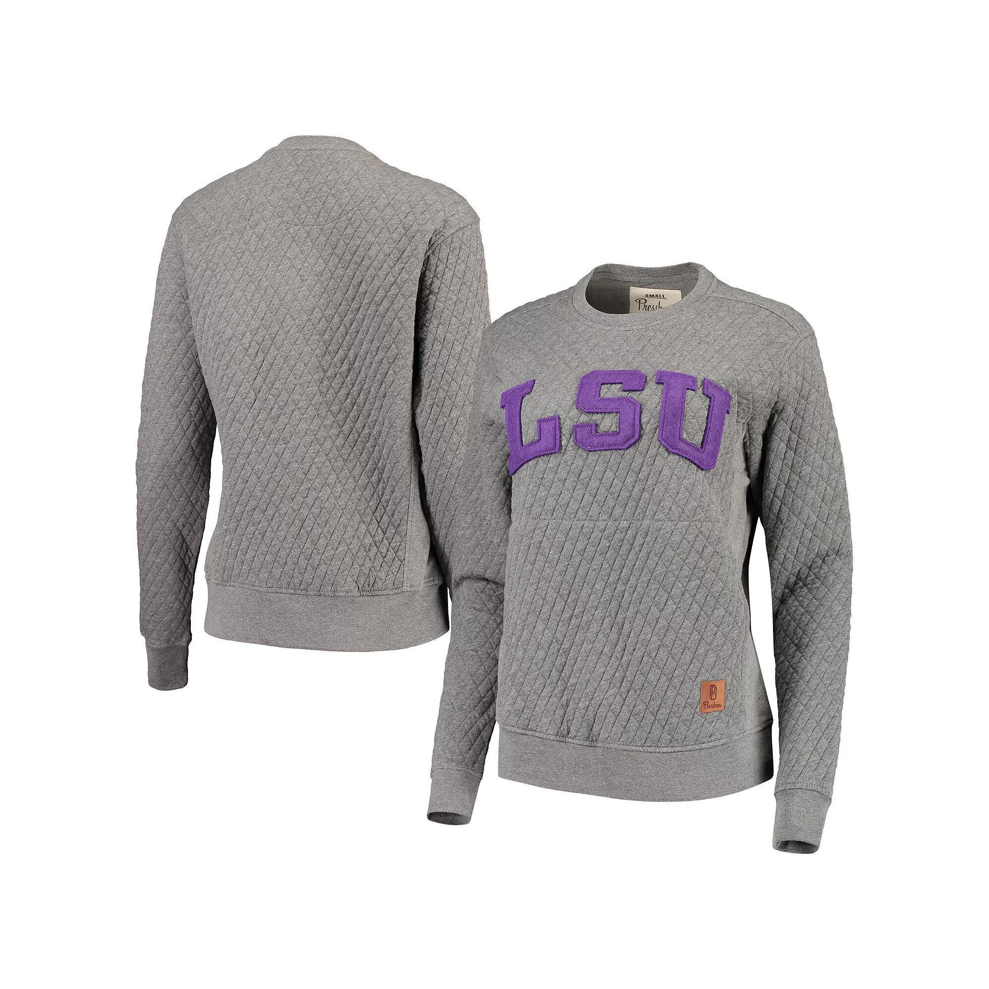 Women's Pressbox Heather Charcoal LSU Tigers Moose Quilted Pullover Sweatshirt, Size: XL, Grey Product Image