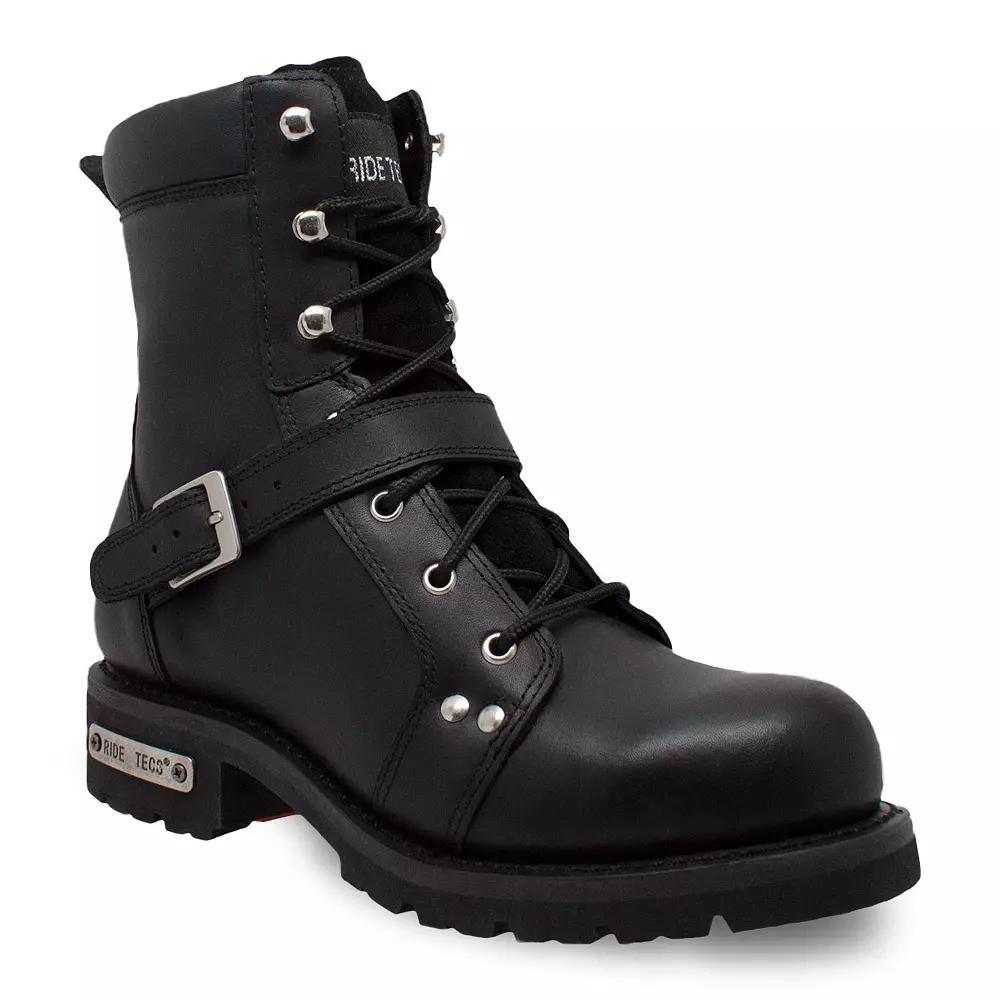 AdTec Lace Zipper Men's 8-in. Motorcycle Boots, Size: 10.5, Black Product Image