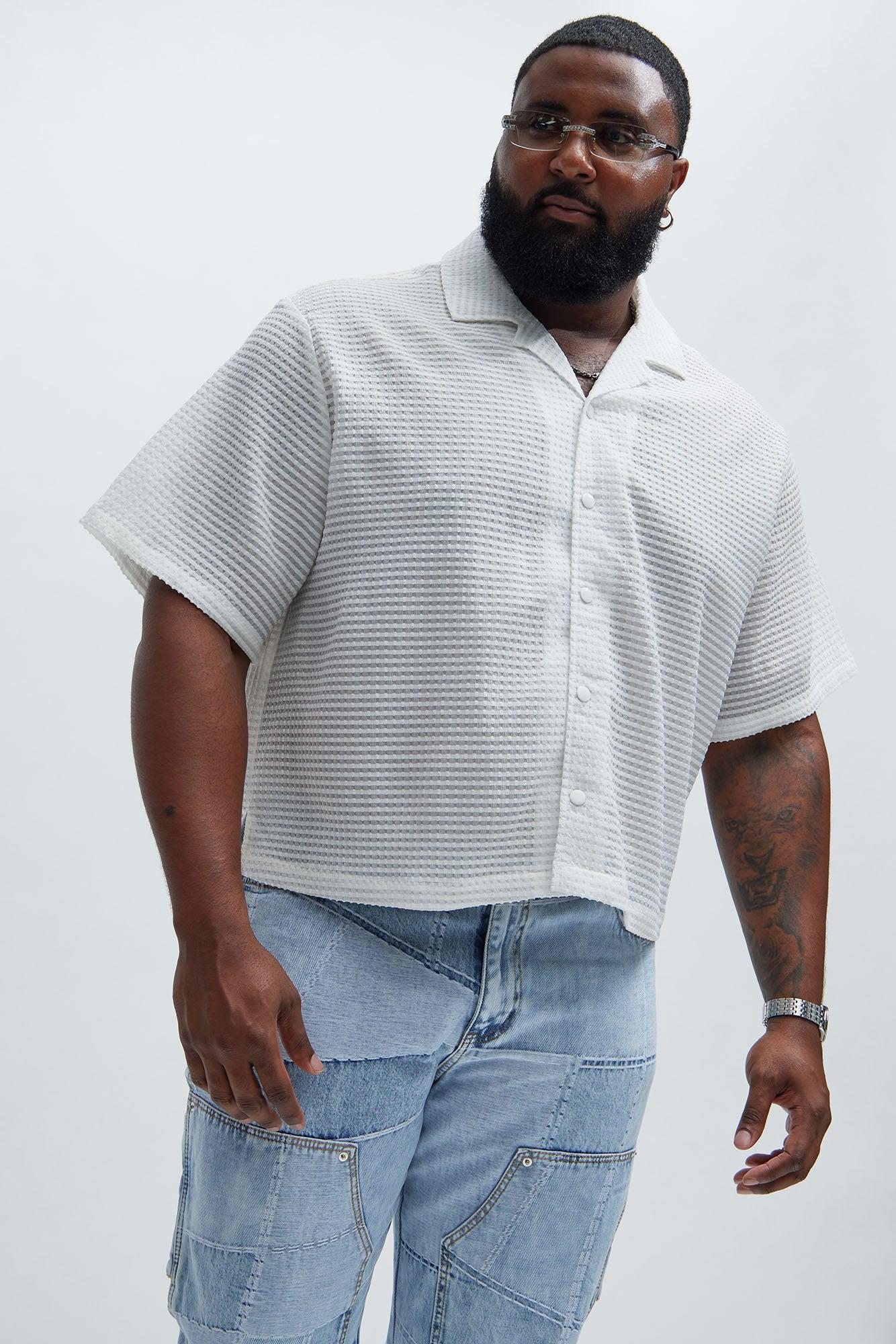 Michael Textured Cropped Shirt - White Product Image