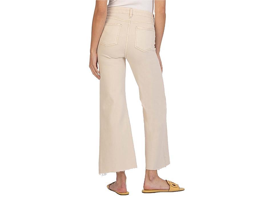 KUT from the Kloth Meg High-Rise Fab Ab Wide Leg Raw Hem in Milestone (Ecru) Women's Jeans Product Image