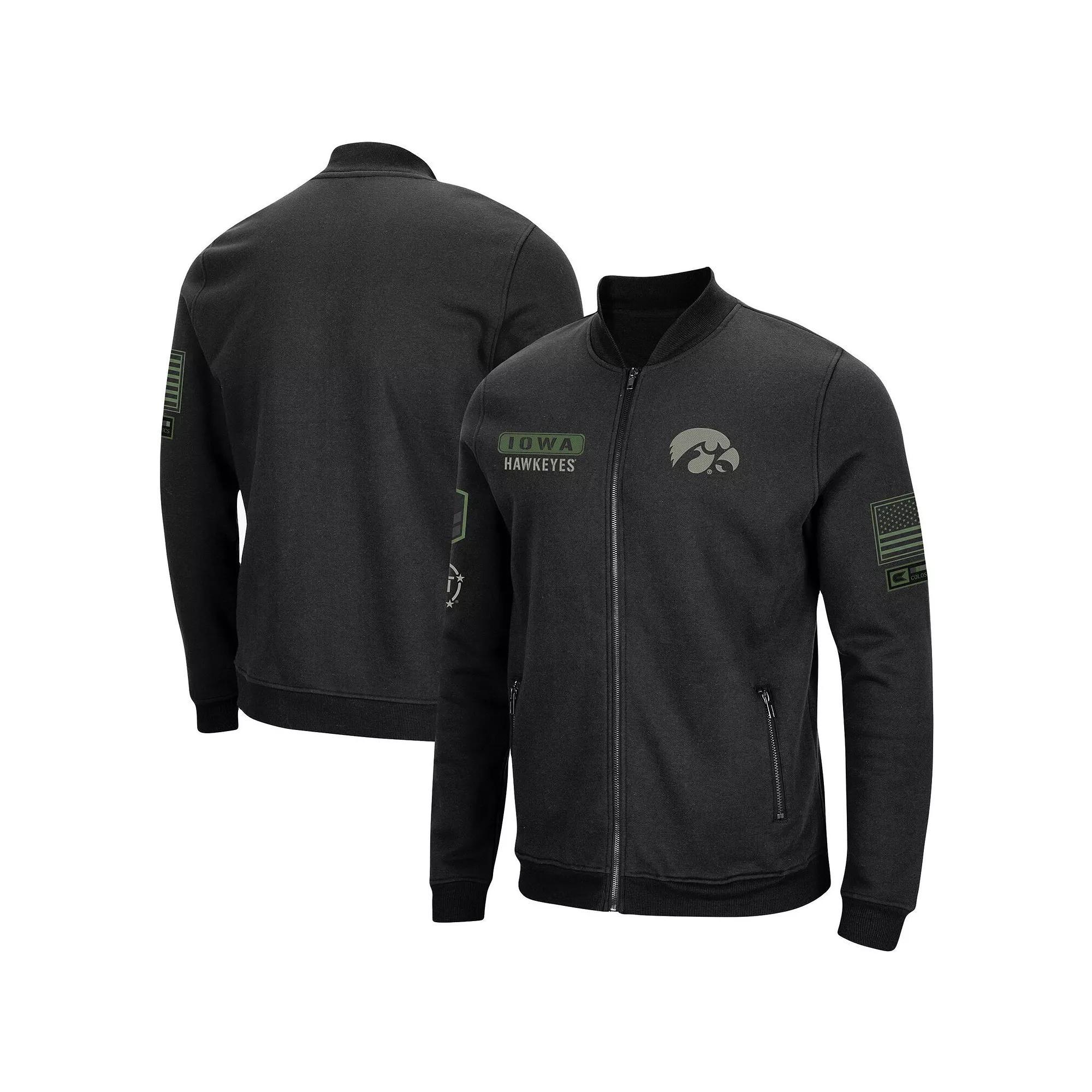 Men's Colosseum Black Iowa Hawkeyes OHT Military Appreciation High-Speed Bomber Full-Zip Jacket, Size: Small Product Image