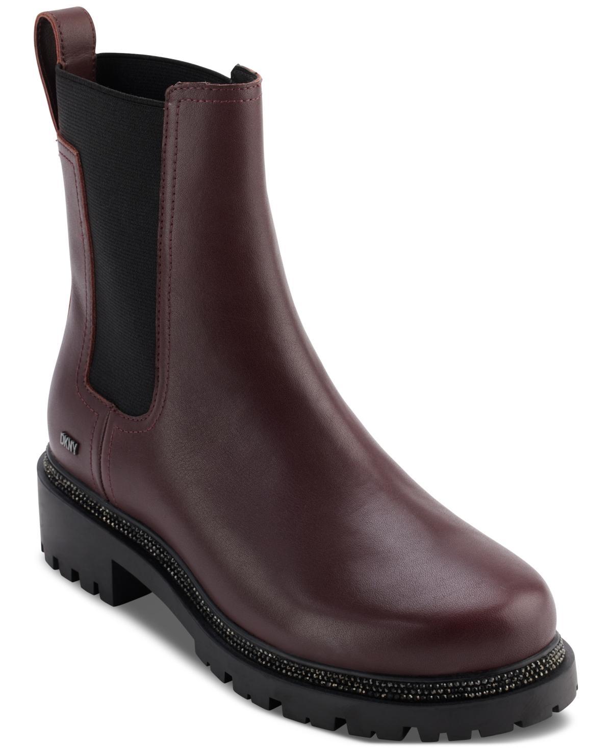 Dkny Womens Rick Slip-On Moto Lug Chelsea Booties - Bordeaux/ Product Image