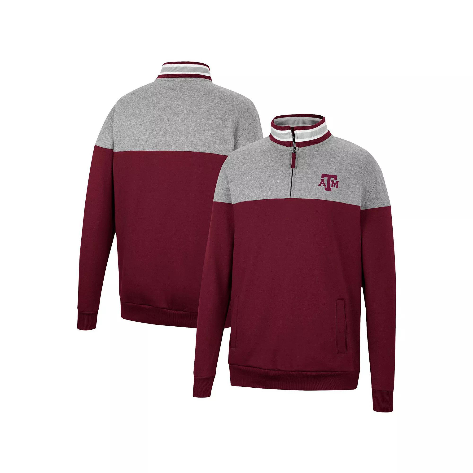 Mens Colosseum Heathered Gray/Cardinal Washington State Cougars Be the Ball Quarter-Zip Top Product Image