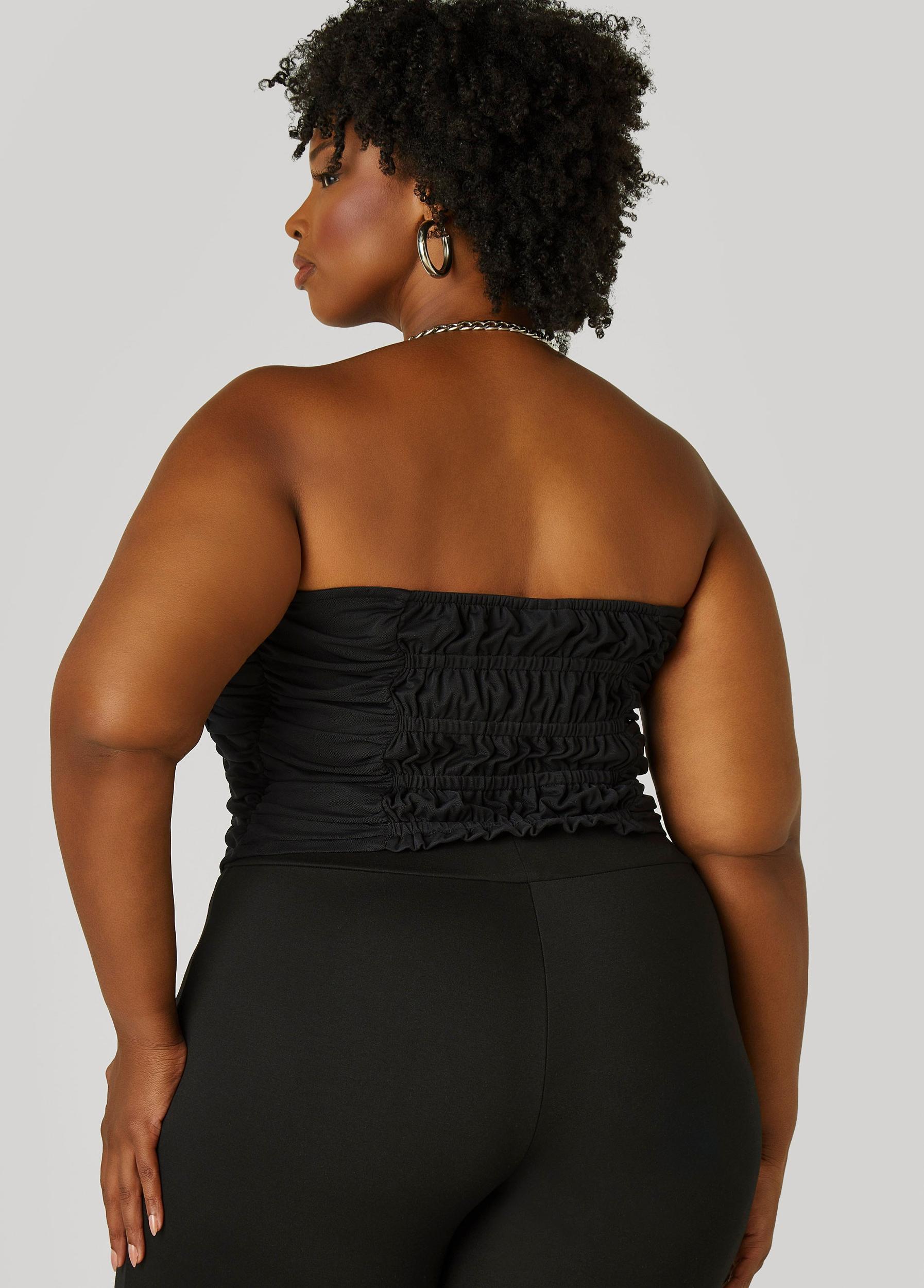 Strapless Ruched Mesh Corset Top Product Image