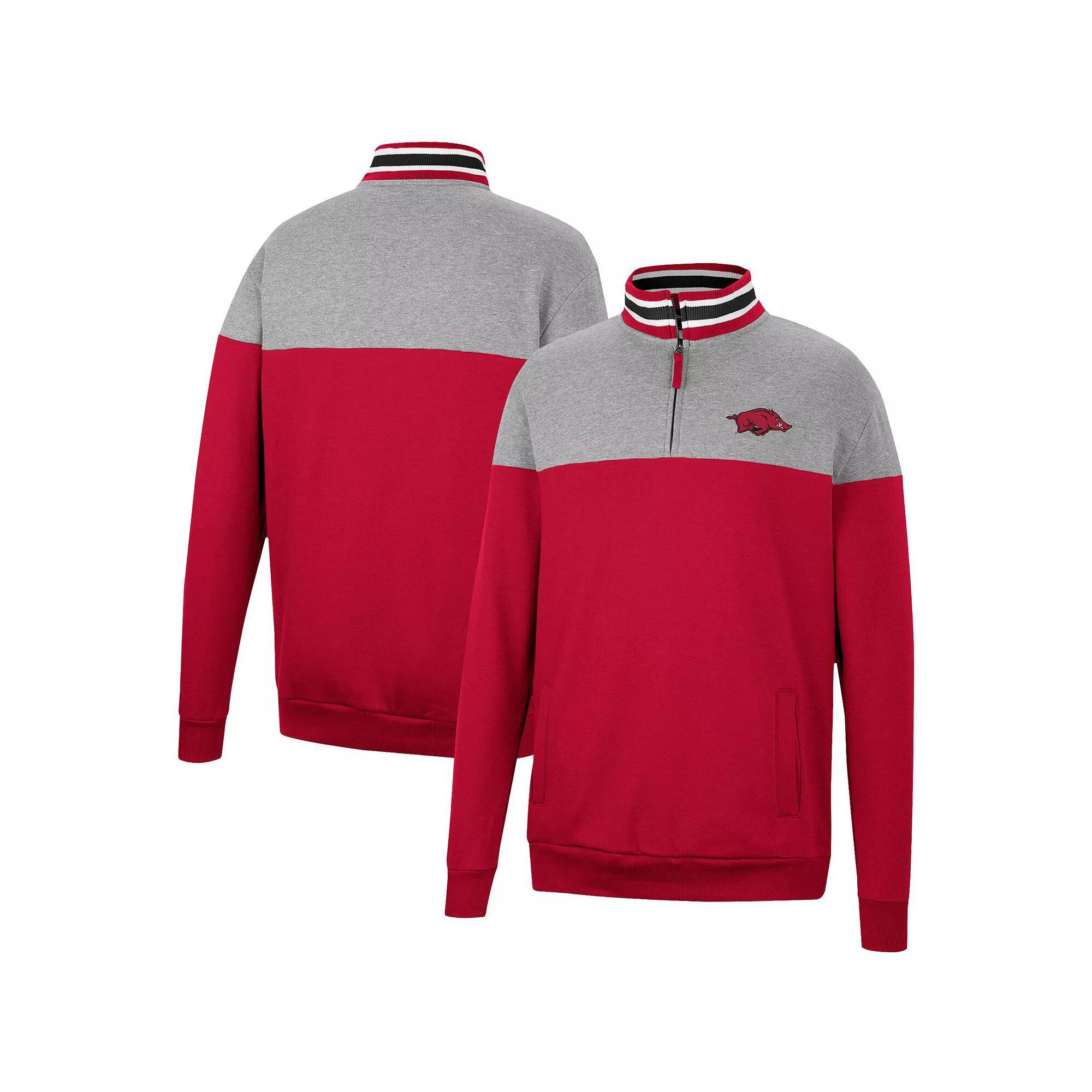Men's Colosseum Heathered Gray/Green Oregon Ducks Be the Ball Quarter-Zip Top, Size: Large Product Image