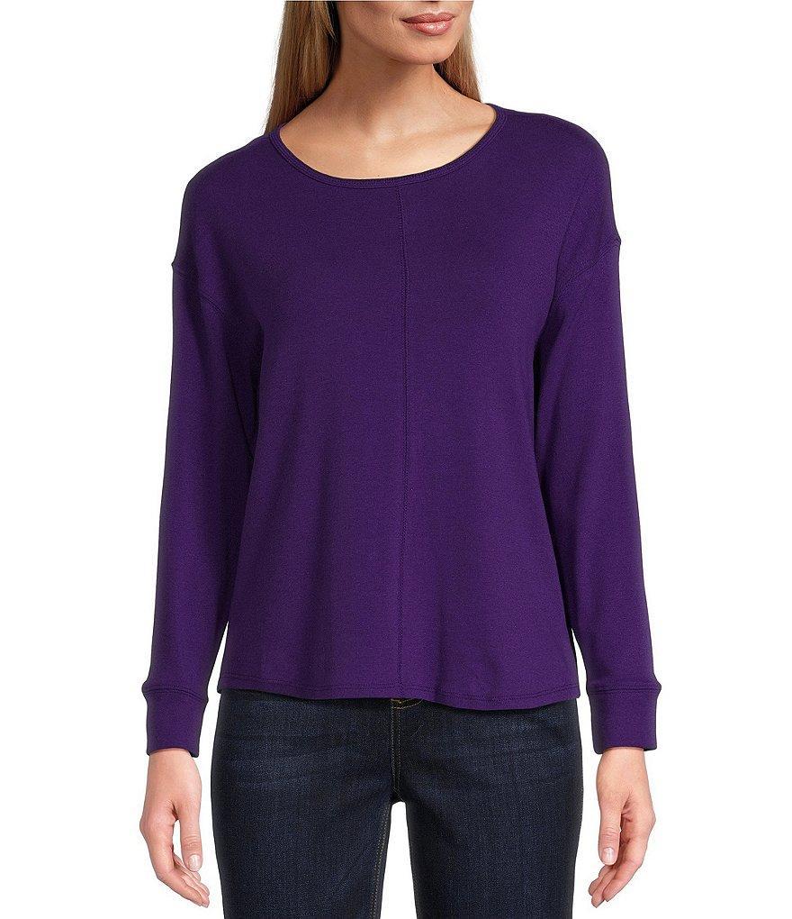Westbound Classic Stripe Print Round Neck Long Sleeve Knit Tee Shirt Product Image