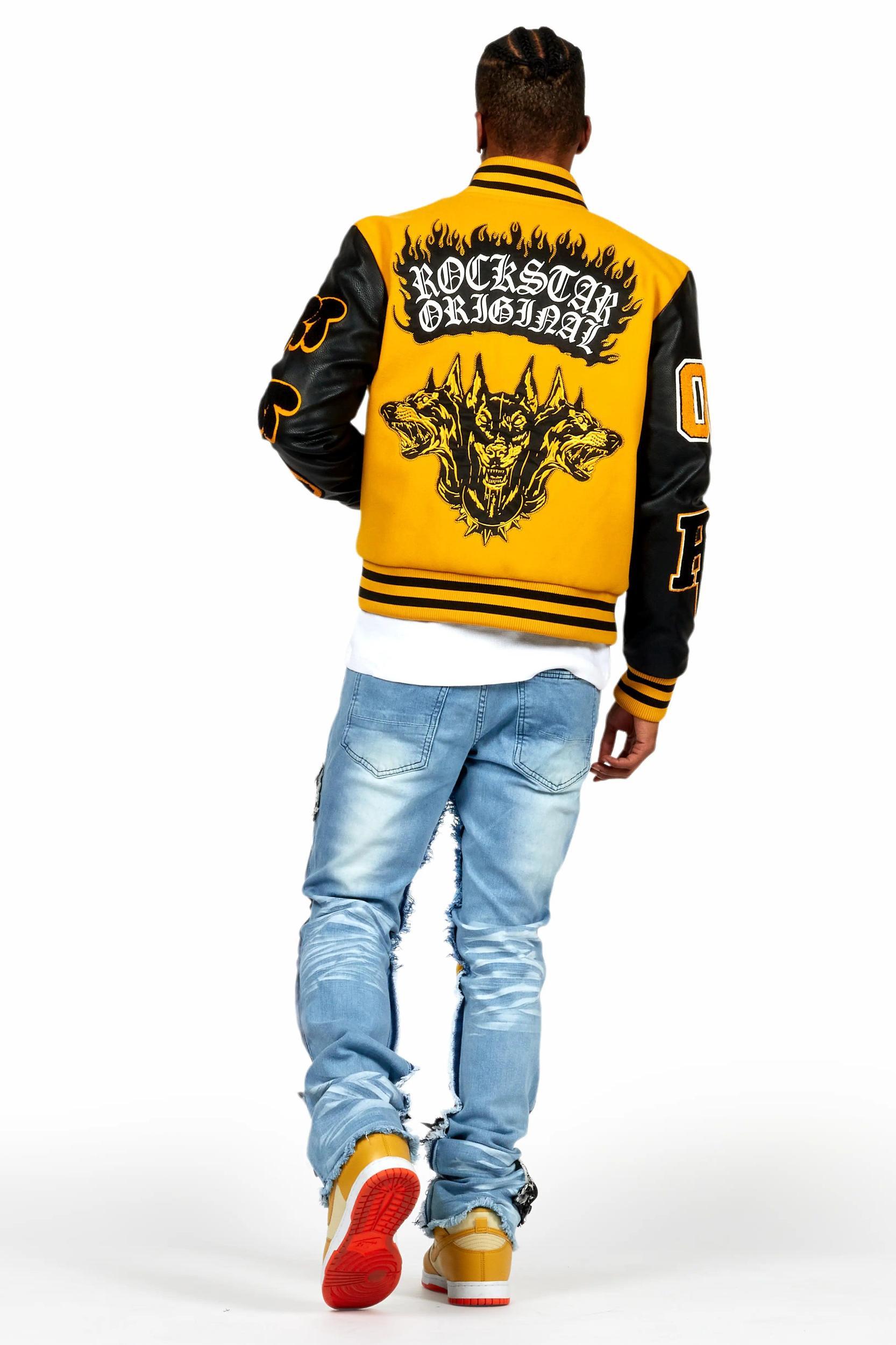 Fraust Blue Patchwork Stacked Flare Jean Male Product Image