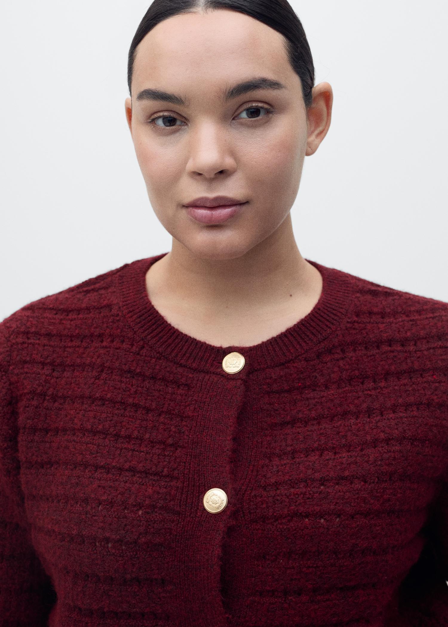 Knitted jacket with openwork details - Women | MANGO USA Product Image