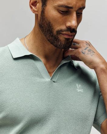 MENS LEETON JOHNNY COLLAR KNIT POLO - B6E562F200 Product Image