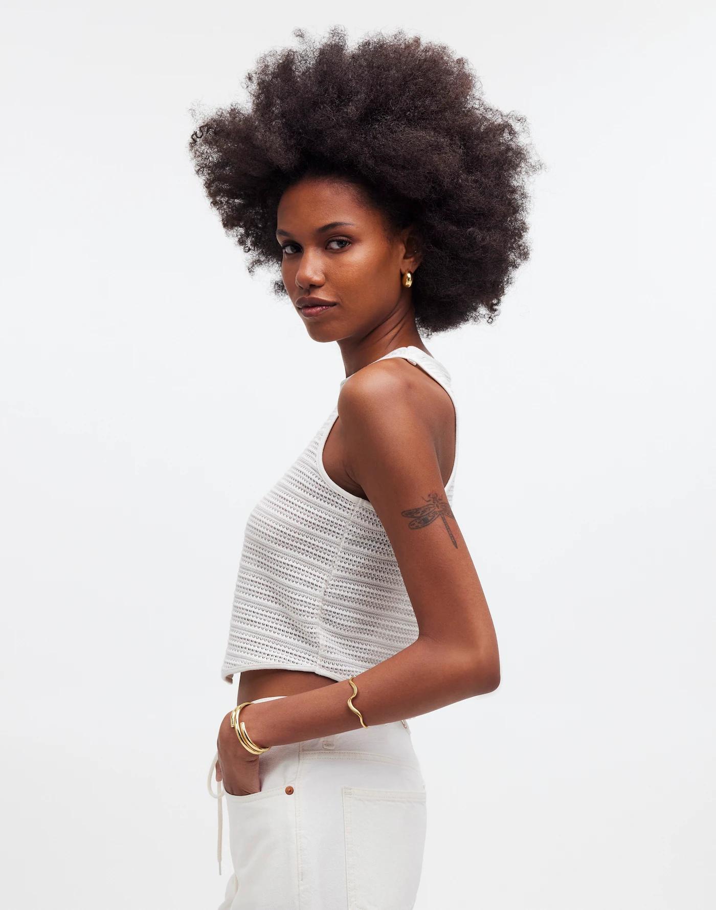 Crochet-Knit Cutaway Tank Product Image