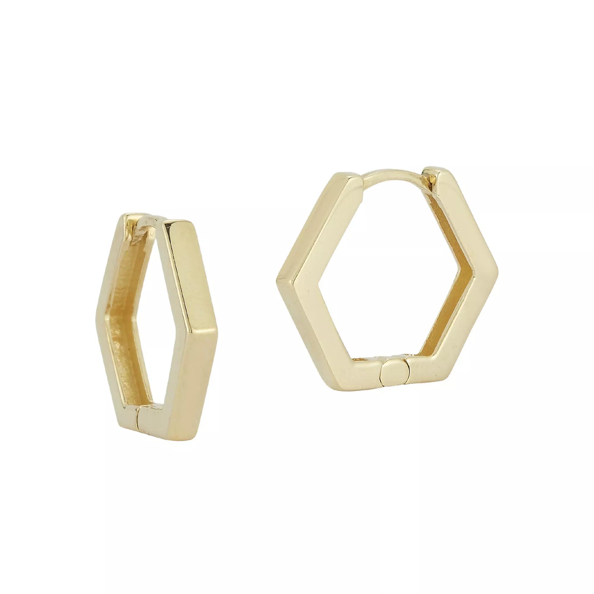 LUMINOR GOLD 14k Gold Octagon Huggie Hoop Earrings, Womens Product Image