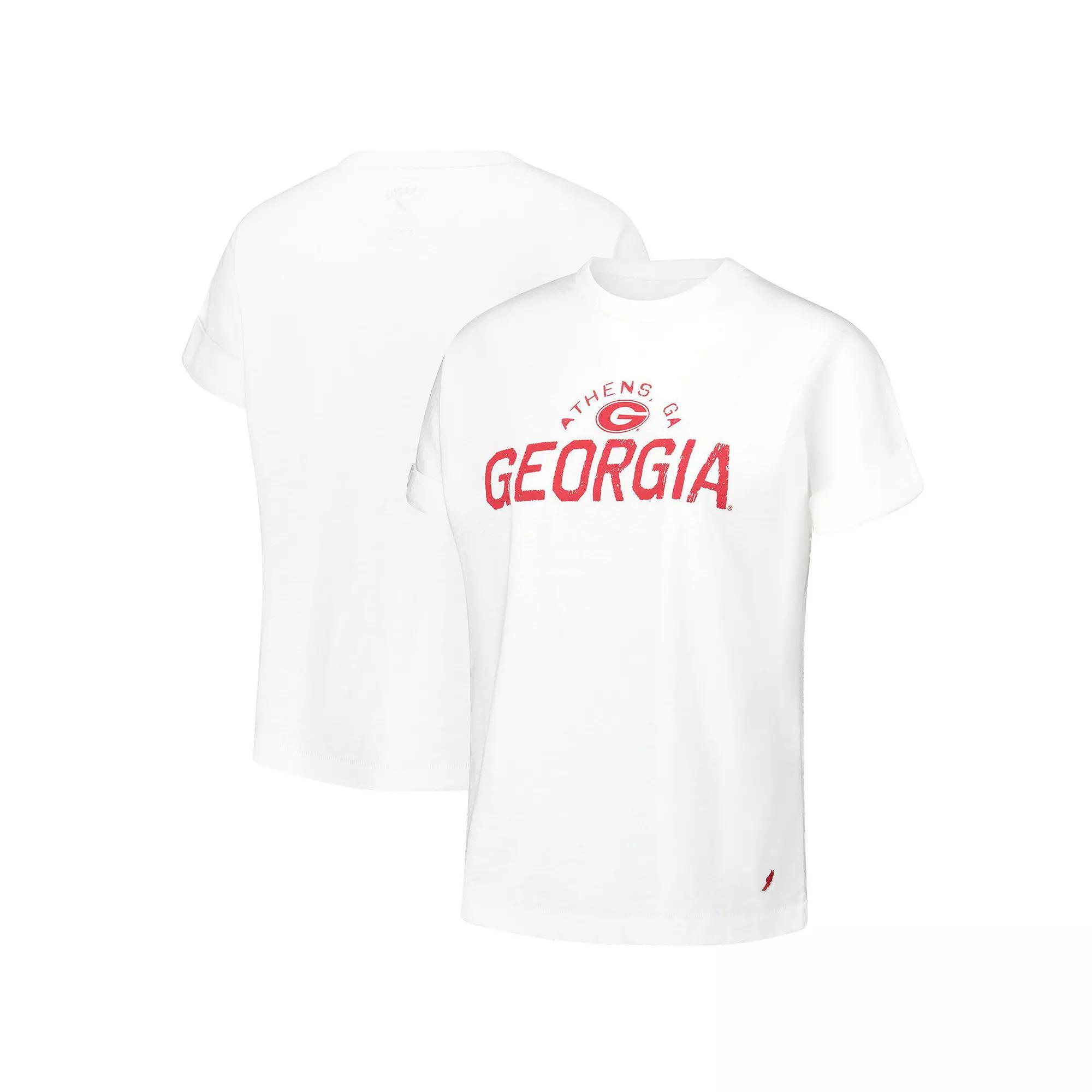 Women's League Collegiate Wear White Georgia Bulldogs Slub Rolled Cuff T-Shirt, Size: XL Product Image