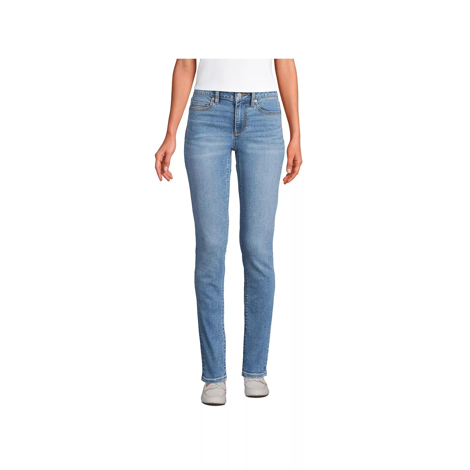 Women's Lands' End Recover Mid Rise Slim Leg Jeans, Size: 16, Blue Tide Blue Product Image