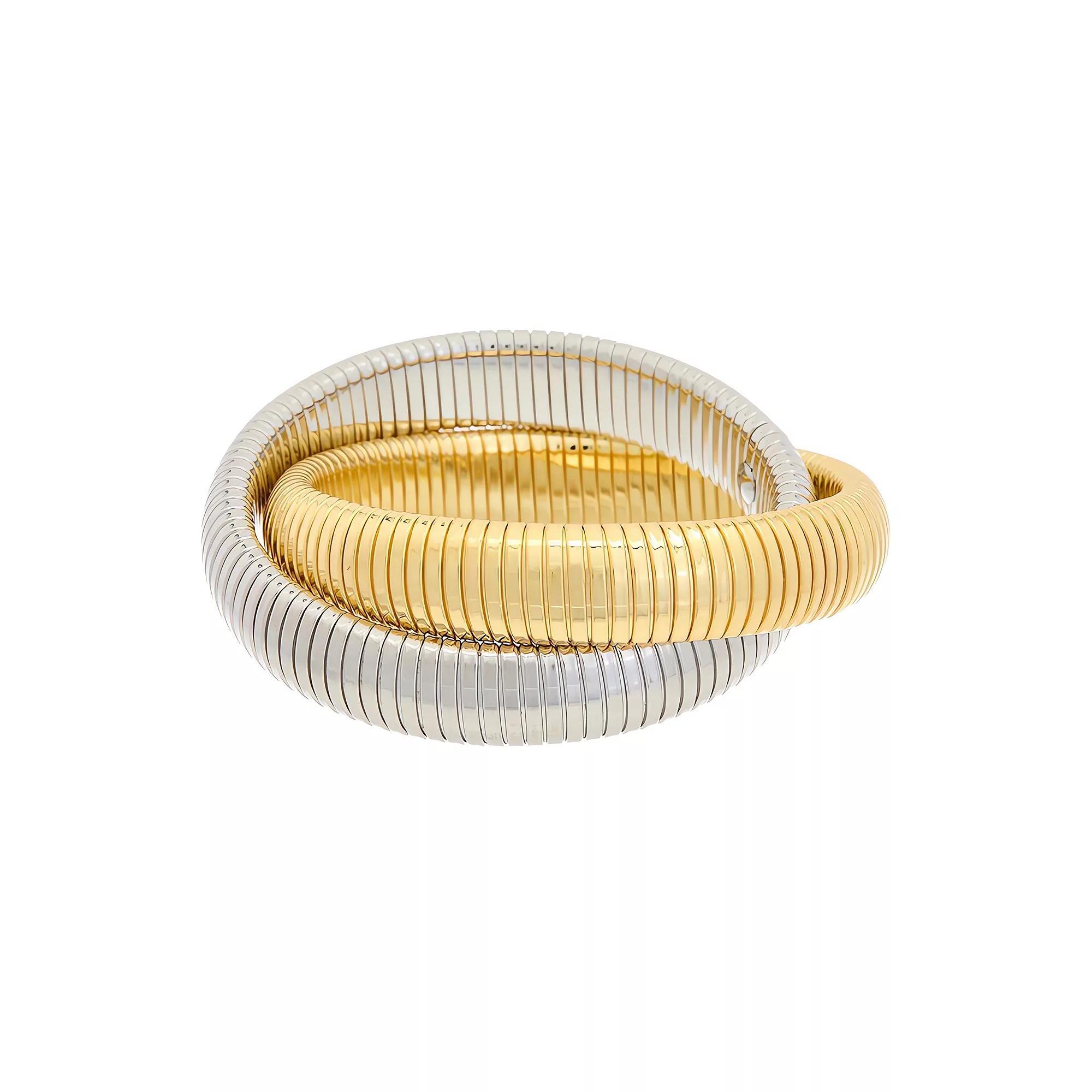 Meshmerise 18kt Gold Plated Bangle Bracelet, Women's, Two Tone Product Image