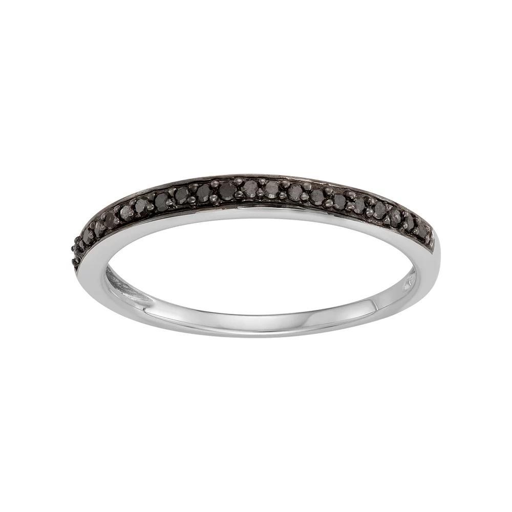 14k White Gold 1/10 Carat T.W. Black Diamond Stack Ring, Women's, Size: 8, 14k Whgold Product Image