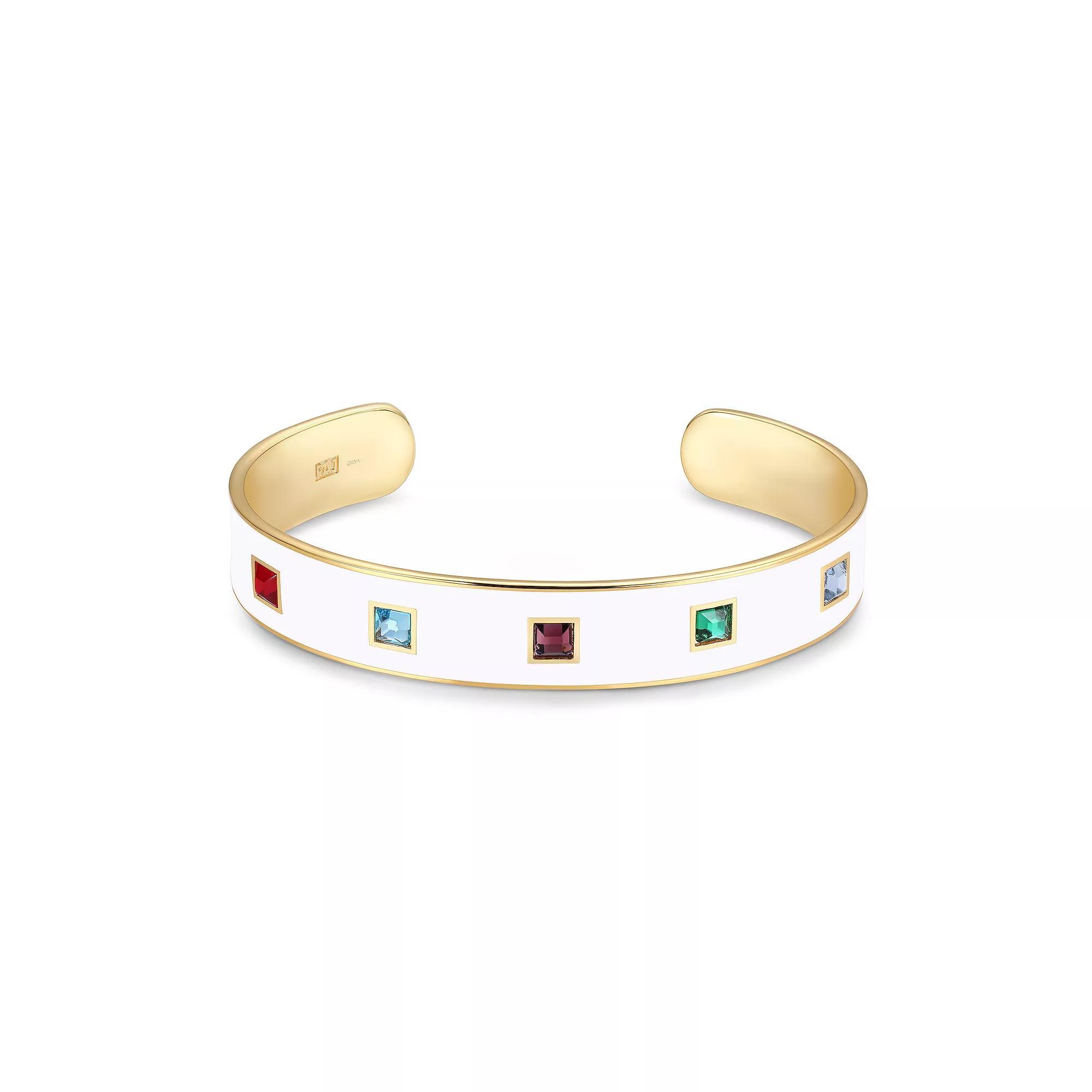 Sarafina Multi-Color Crystal White Cuff Bracelet, Women's, Size: 7.25", Gold Tone Product Image