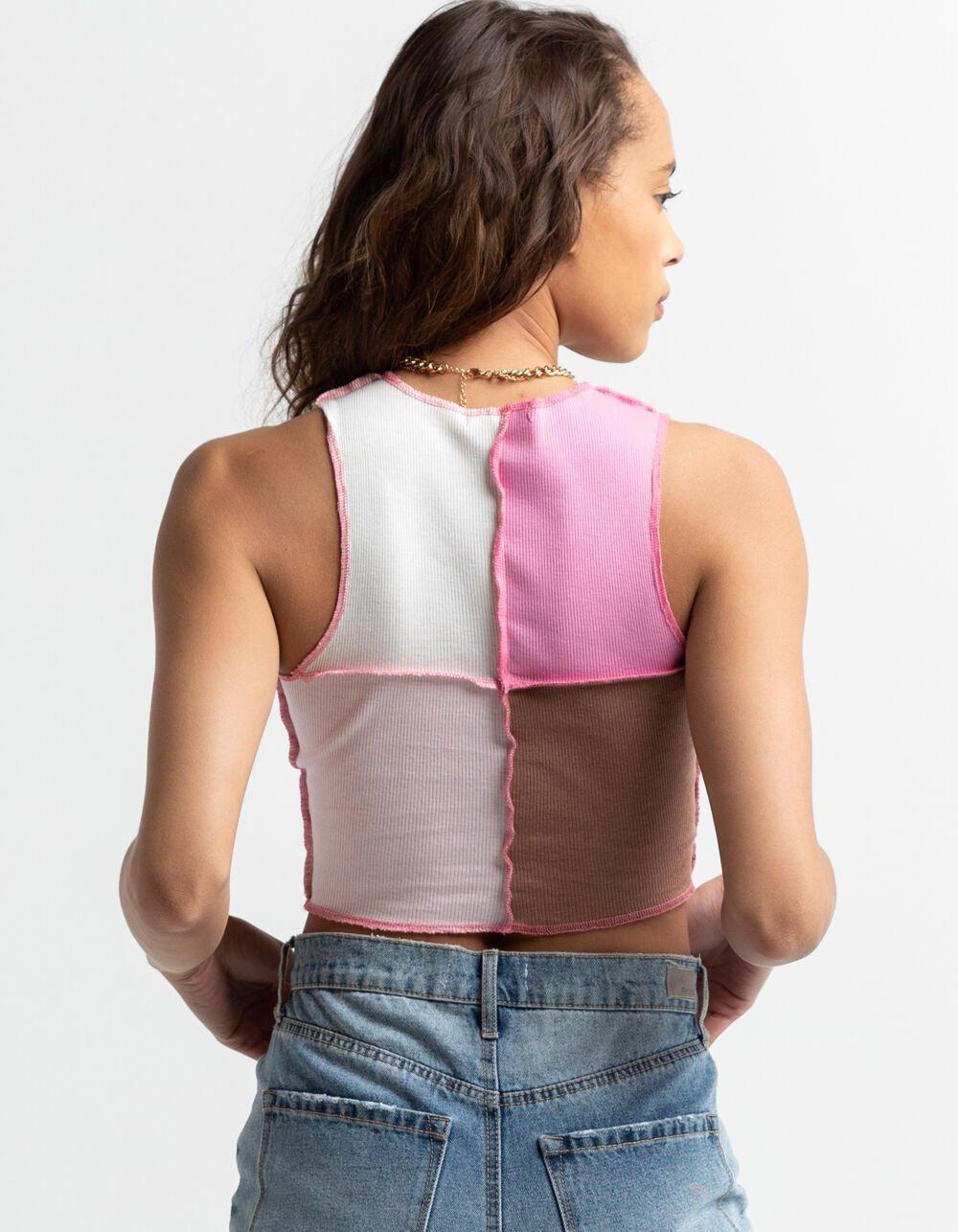 FULL TILT Color Blocked Womens Tank Top - PINK Product Image