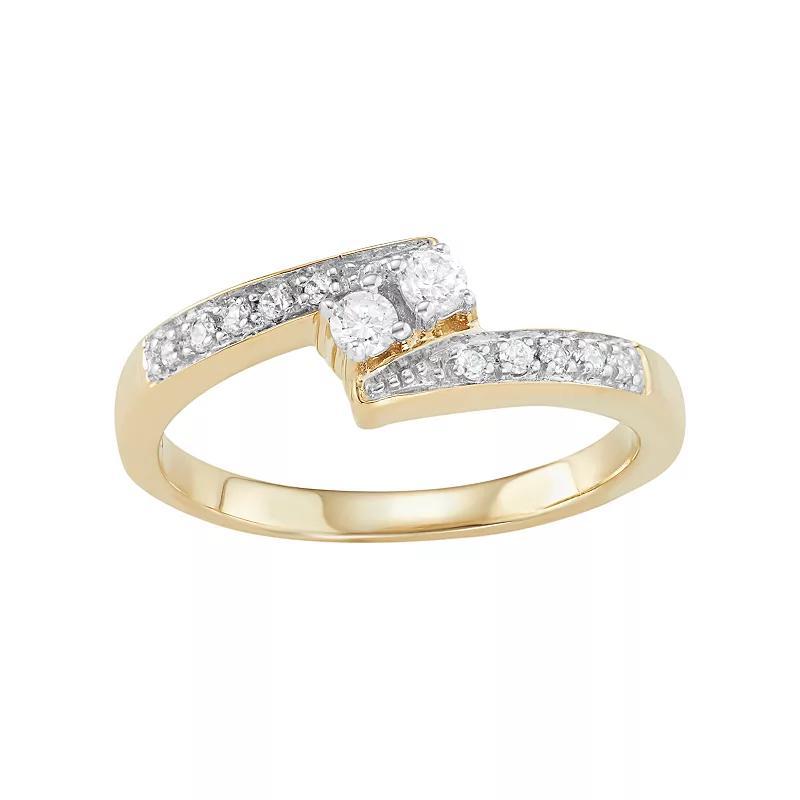 Jewelexcess 10k Gold 1/4 Carat T.W. Diamond 2-Stone Ring, Women's, Size: 7, White Product Image