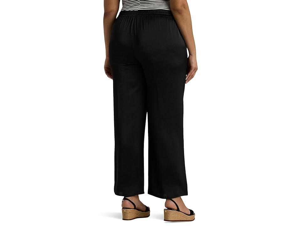 Lauren Ralph Lauren Plus-Size Satin Charmeuse Wide-Leg Pant Women's Clothing Product Image