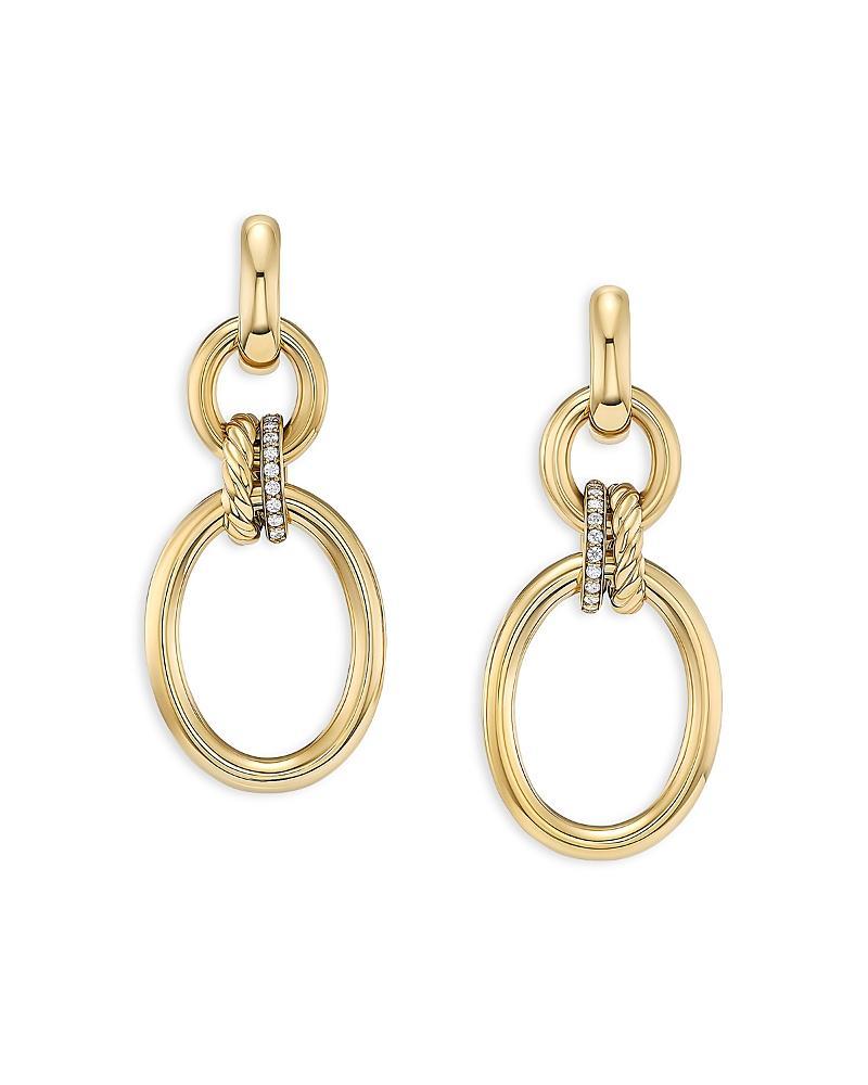 David Yurman 18K Yellow Gold Mercer Diamond Pave Interlocking Circle Drop Earrings Product Image