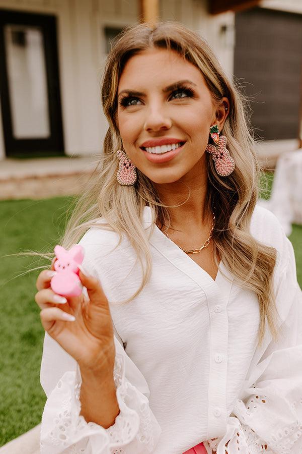 Love Everybunny Beaded Earrings In Pink Product Image