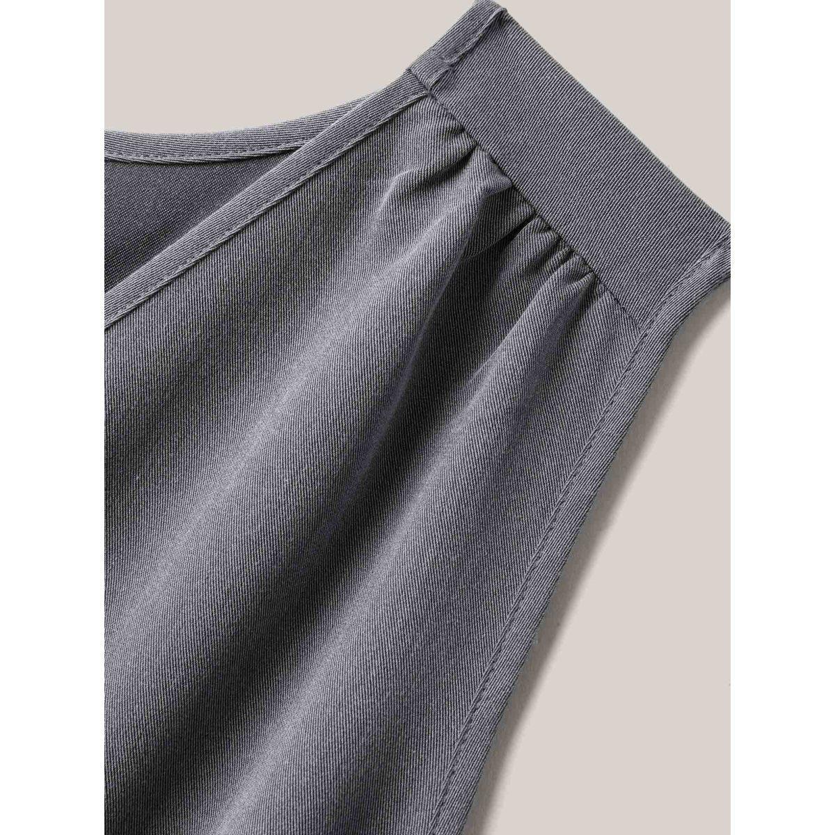 Plus Size Heather Tied Pockets Sleeveless Midi Dress Mediumgray Women Gathered V-neck Sleeveless Curvy BloomChic 14-16/1X Product Image