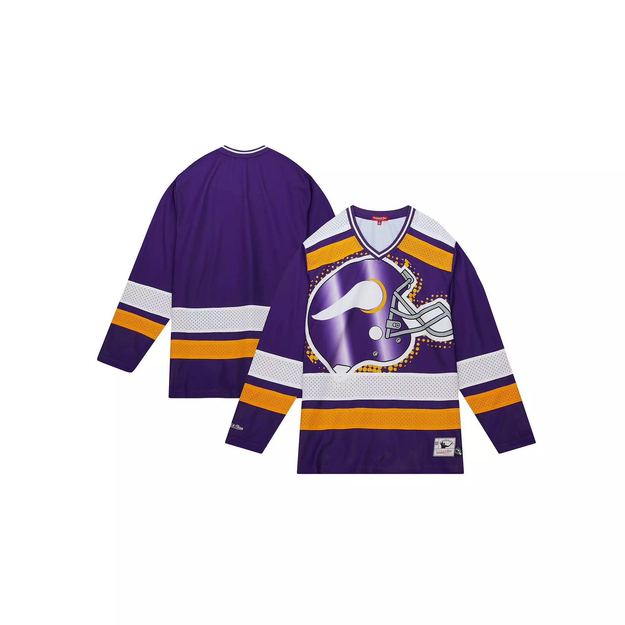 Women's Mitchell & Ness Purple Minnesota Vikings Big Face 7.0 Long Sleeve Jersey T-Shirt, Size: Large Product Image