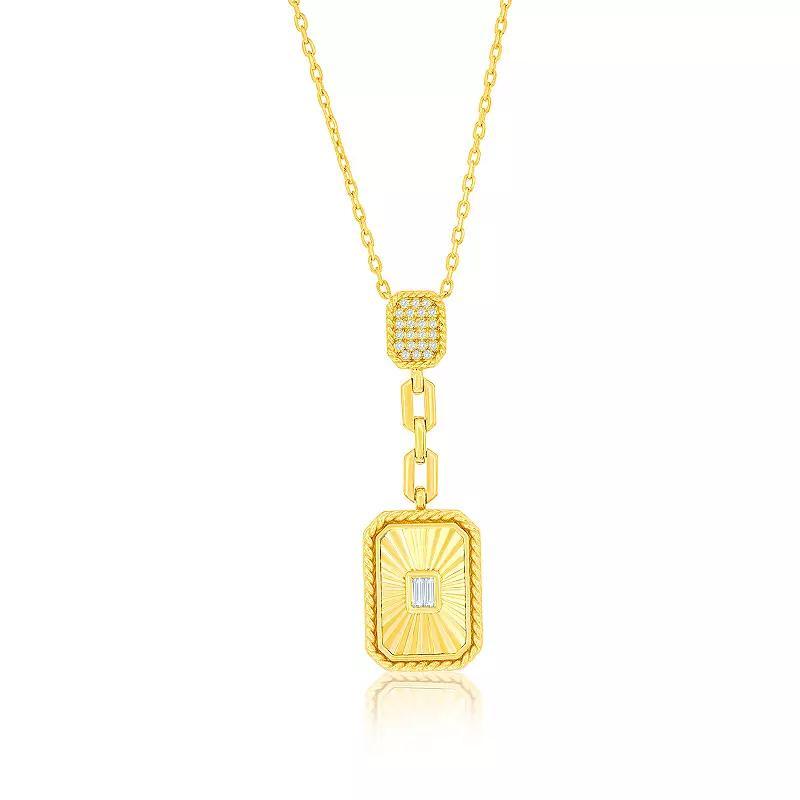 Argento Bella 14k Gold Over Silver Cubic Zirconia Rectangular Double Drop Pendant Necklace, Women's, Size: 16-18" ADJ, Gold Tone Product Image