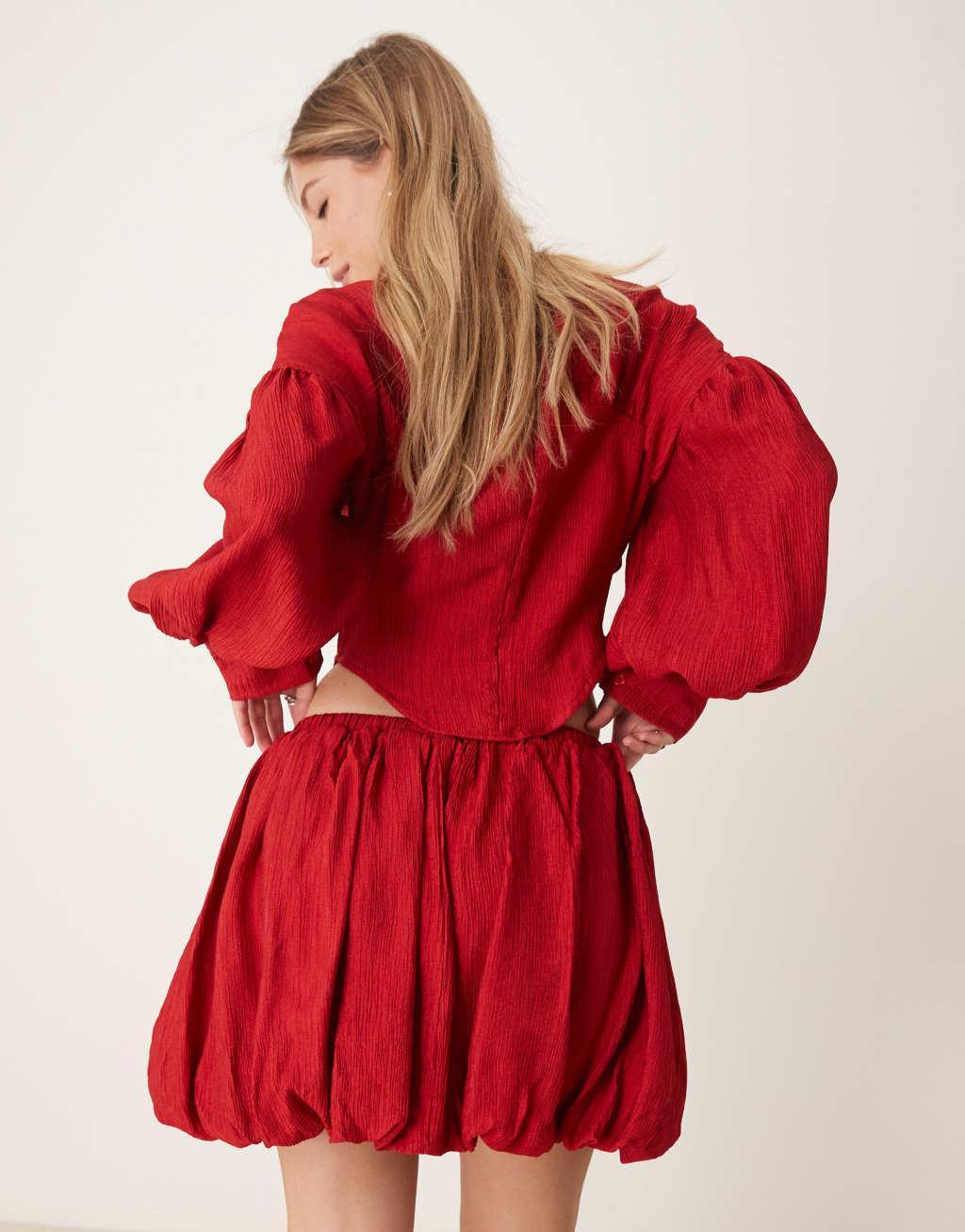 Ghospell bubble mini skirt in red - part of a set Product Image