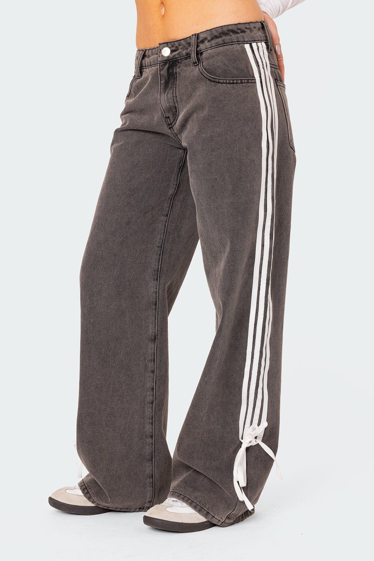 Washed Low Rise Ribbon Jeans Product Image