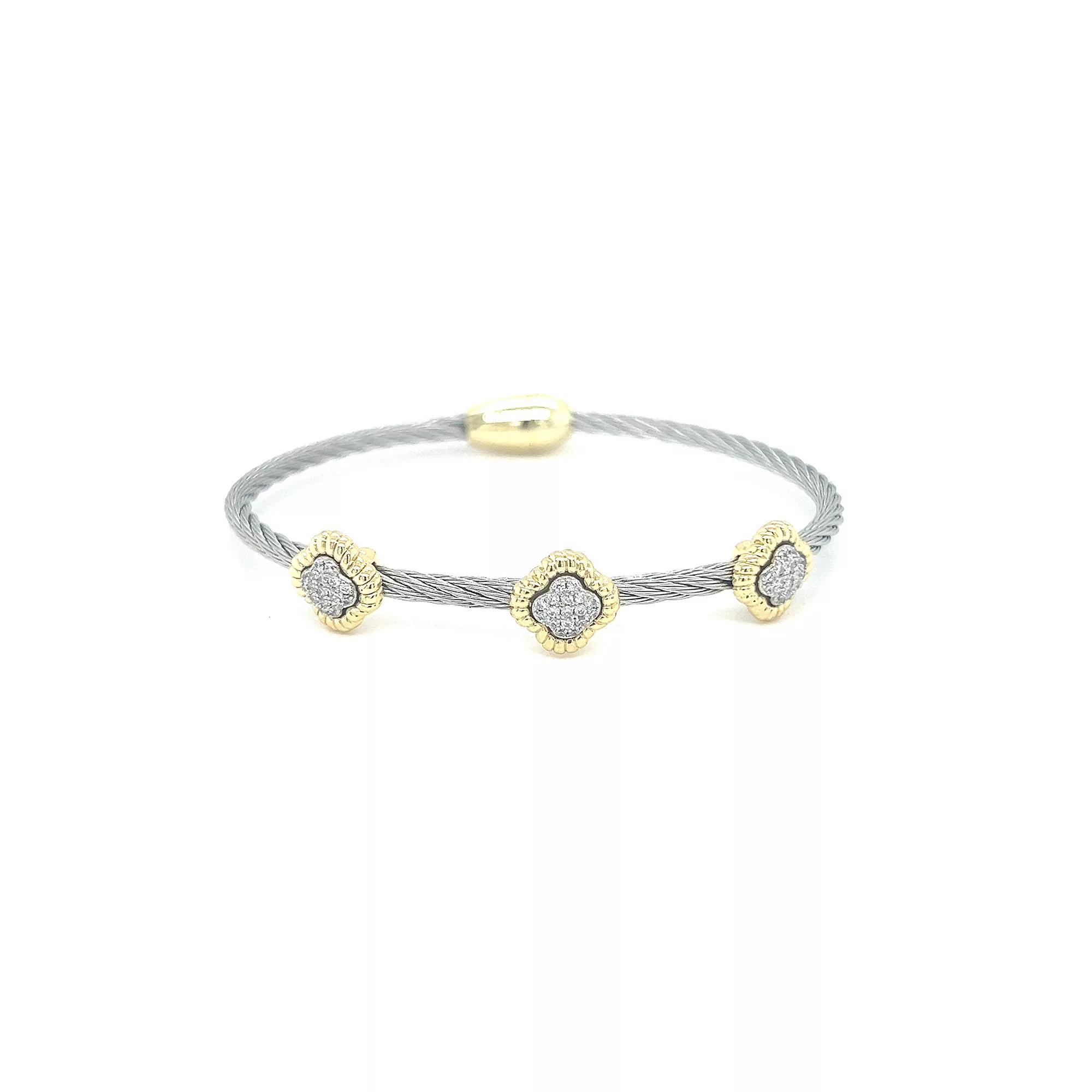Juvell Two Tone 18k Gold Plated Cubic Zirconia Bangle Bracelet, Women's, Size: 7" Product Image