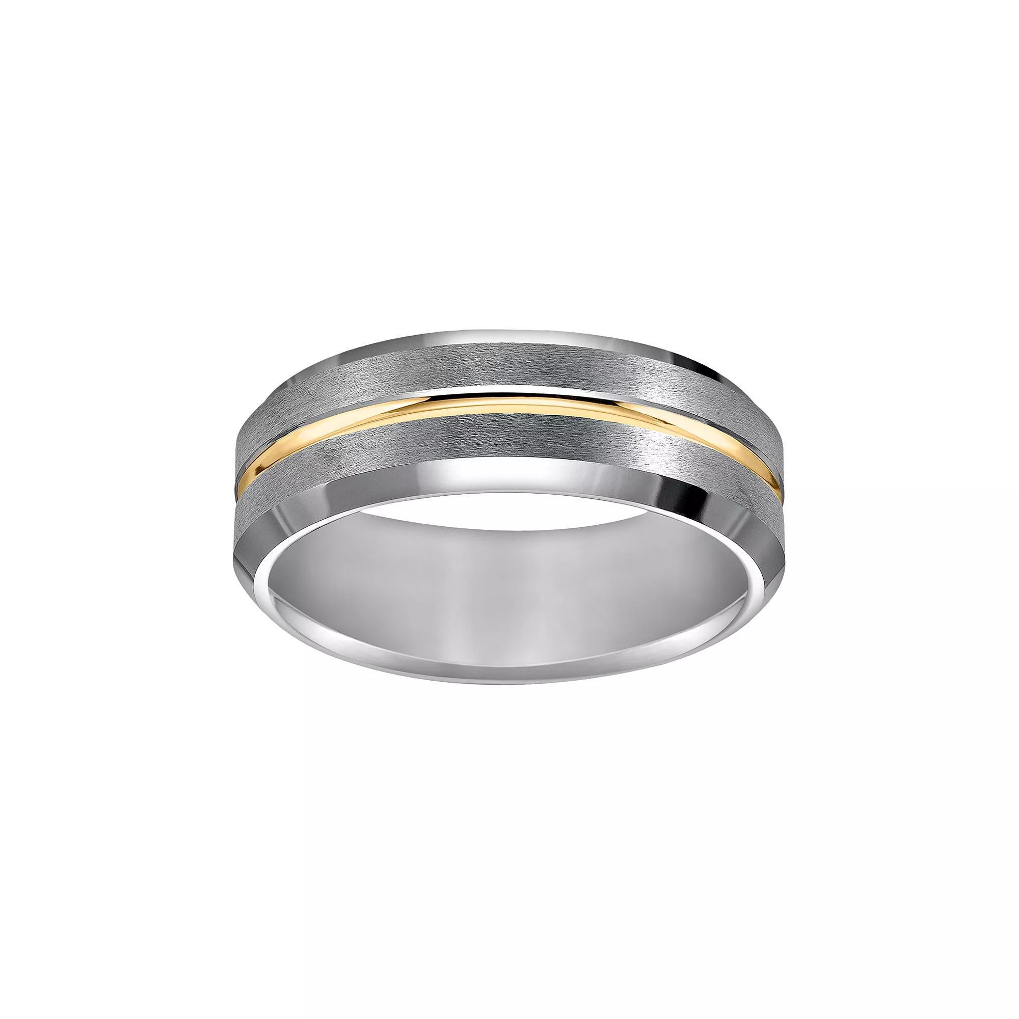 AXL Tungsten Carbide and Yellow Ion-Plated Tungsten Carbide Men's Wedding Band, Size: 13, White Product Image