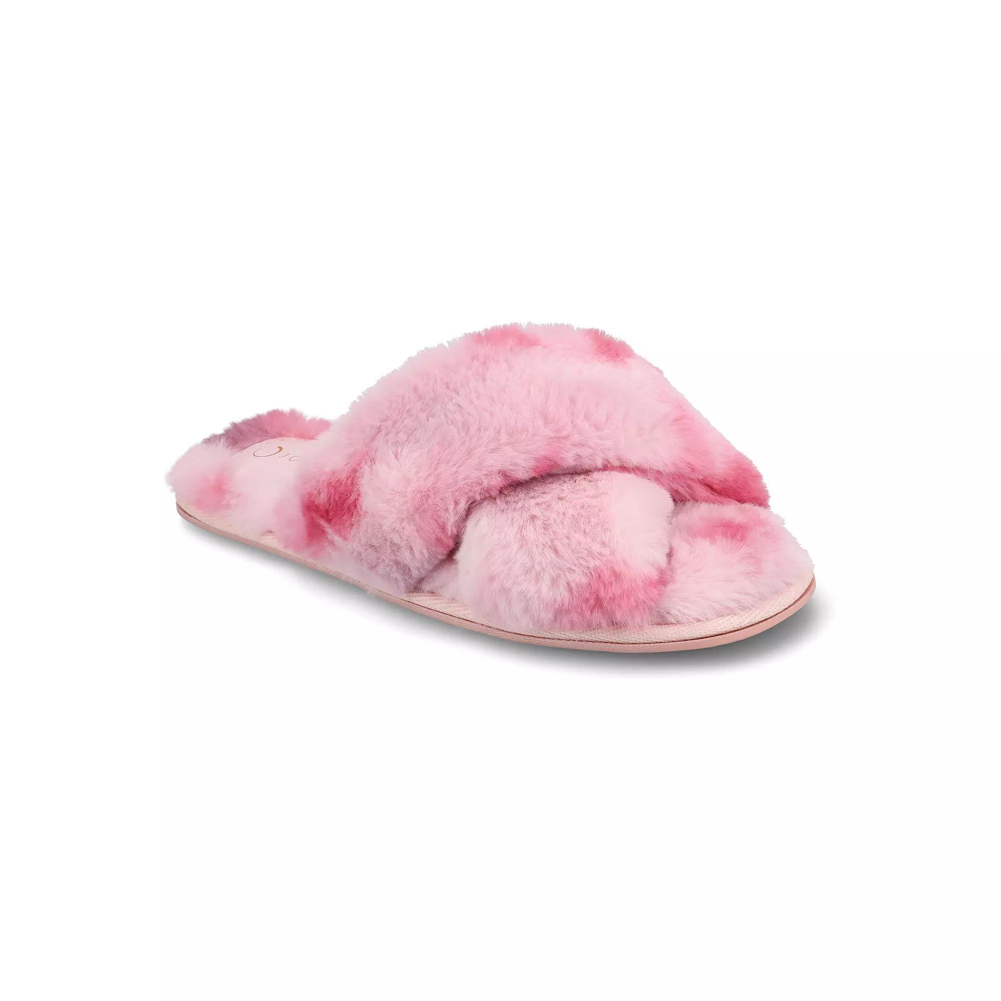 Journee Veedia Women's Crisscross Strap Cushioned Slippers, Size: XL (11/12), Pink Product Image