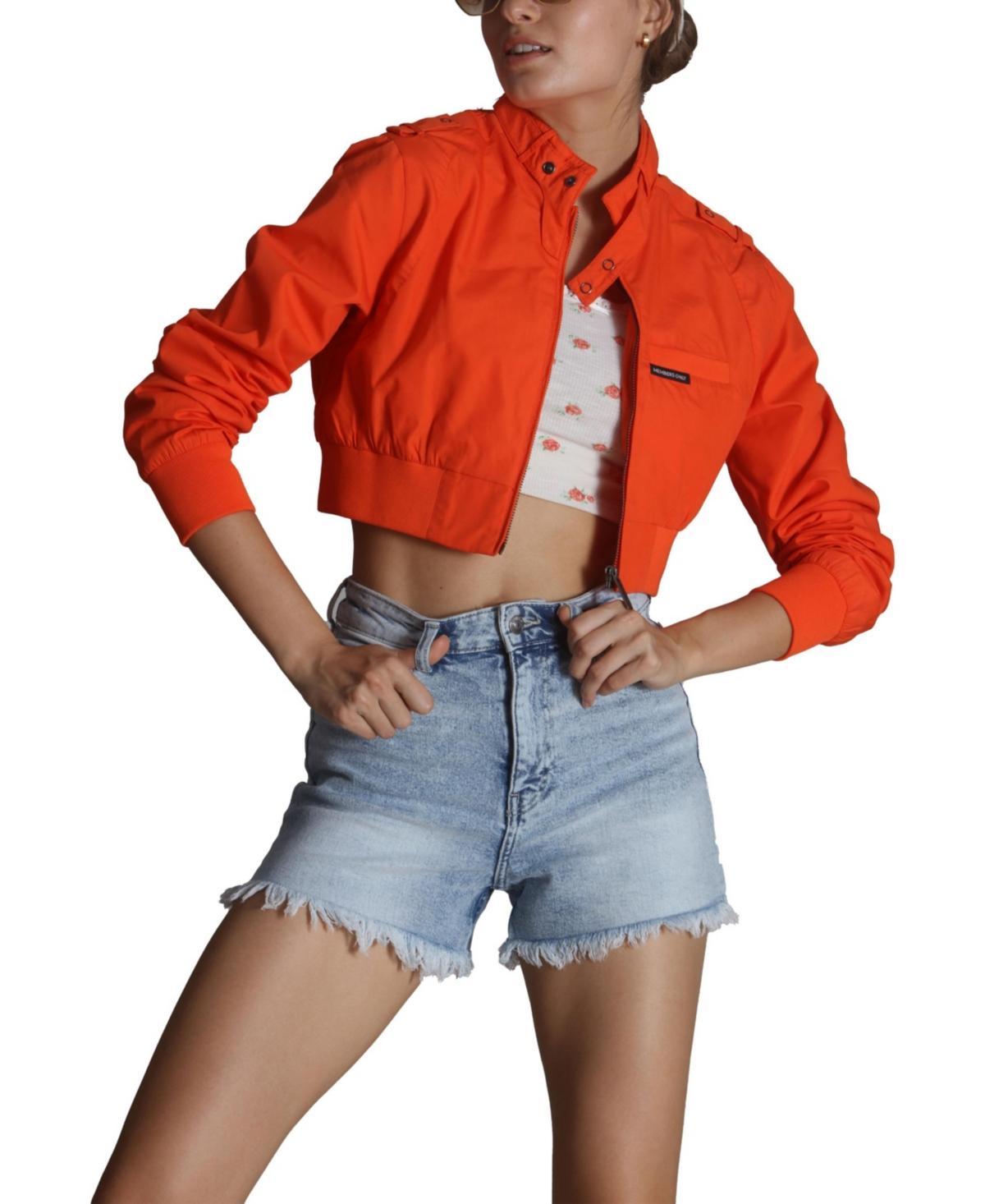 Members Only Women's Mini Cropped Racer Jacket in Black at Nordstrom, Size X-Large Product Image