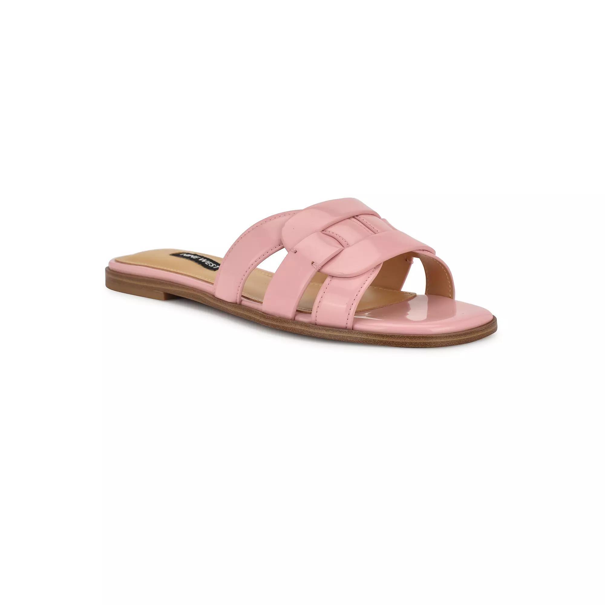 Nine West Glorie Open Toe Flat Slip-On Women's Casual Sandals, Size: 11, Light Pink Patent Product Image