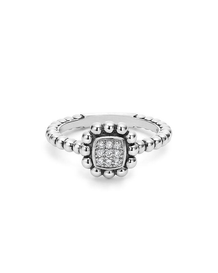 LAGOS Sterling Silver Caviar Spark Diamond Square Ring In Silver/diamond Product Image