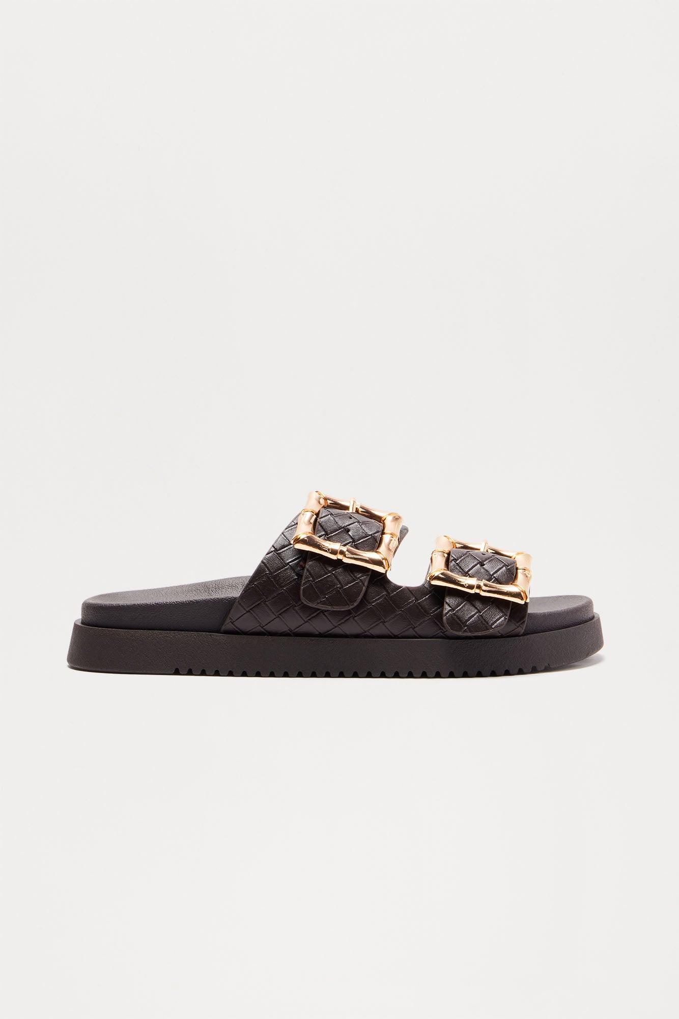 Lyon Buckle Sandals - Brown Product Image