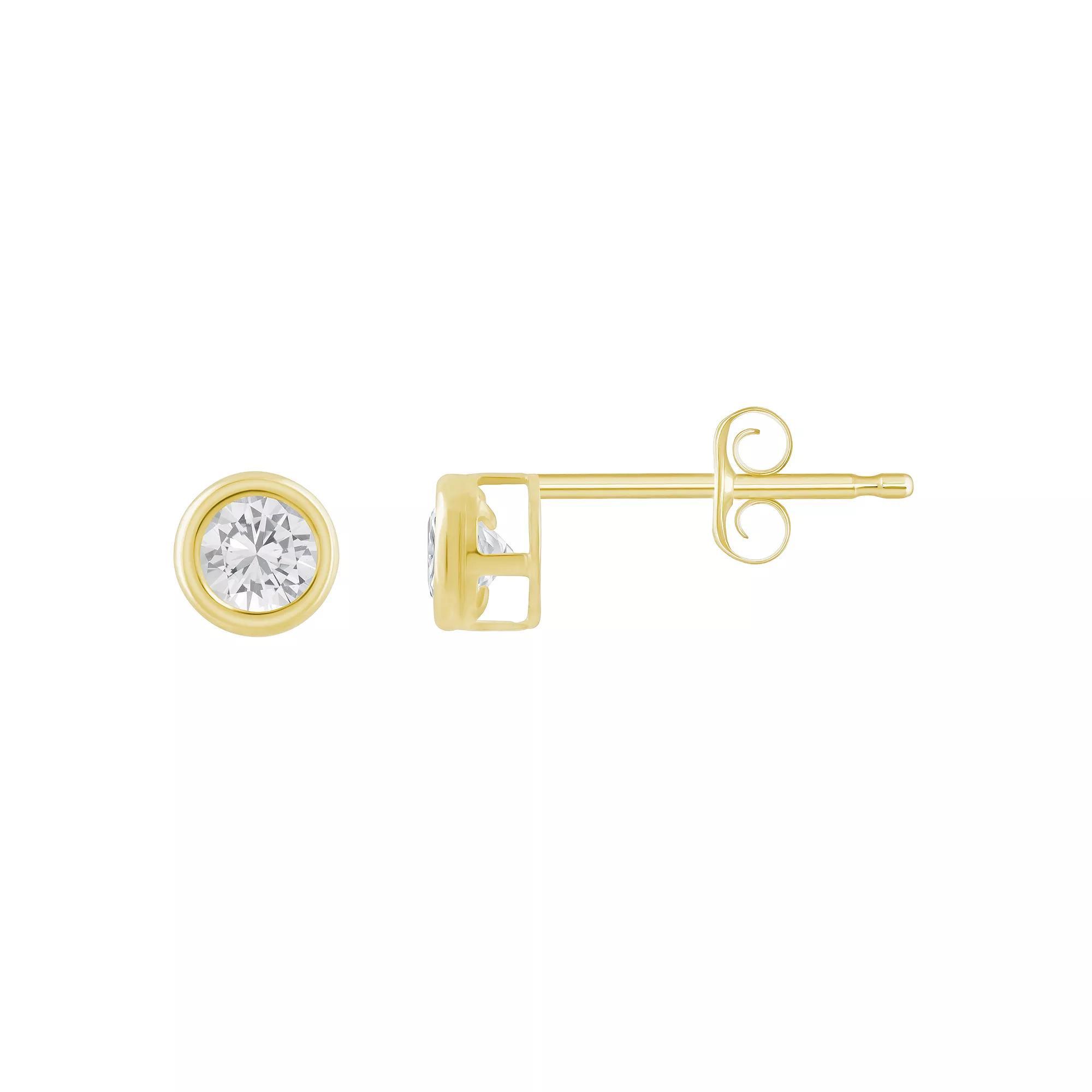 Celebration Gems 10k White Gold 3 mm Round Gemstone Stud Earrings, Women's, White Topaz Product Image