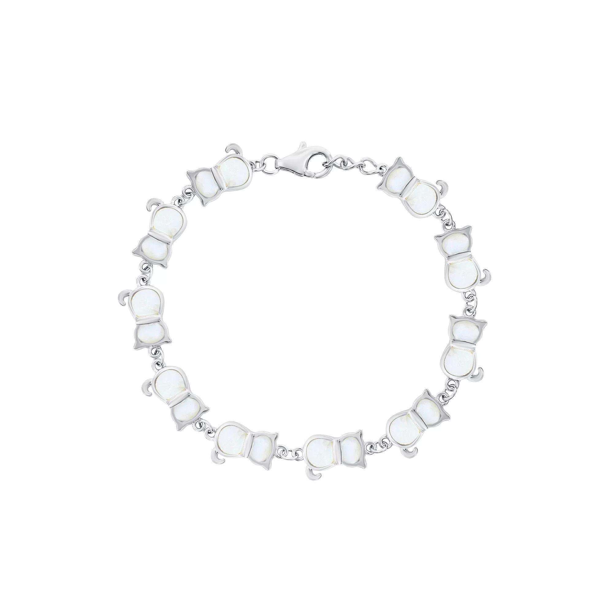 Nautica Rocks Sterling Silver Mother of Pearl Cats Linked Bracelet, Women's, Size: 7-8" ADJ Product Image