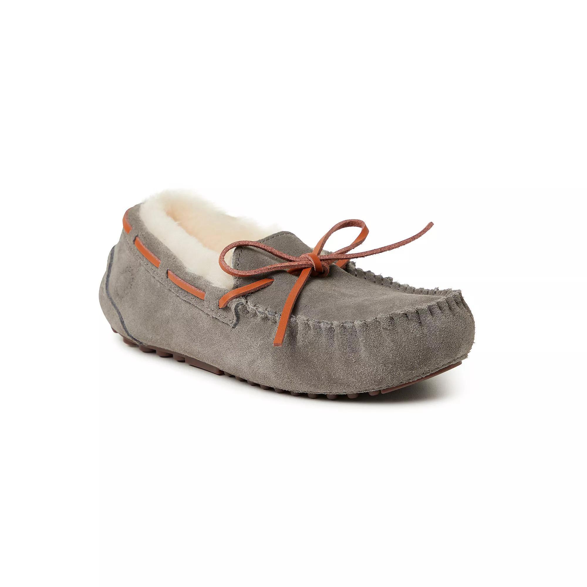 Fireside by Dearfoams Victoria Genuine Shearling Lace Womens Moccasin Slippers Product Image