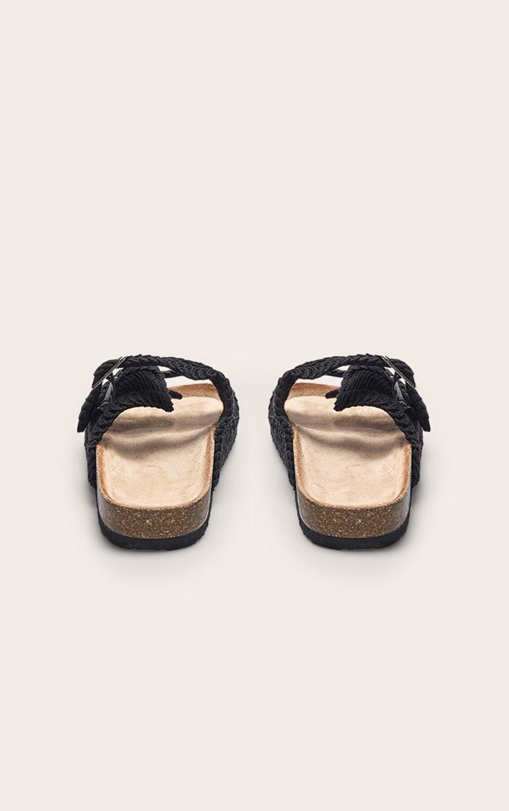 Black Crochet Knit Footbed Sandals Product Image