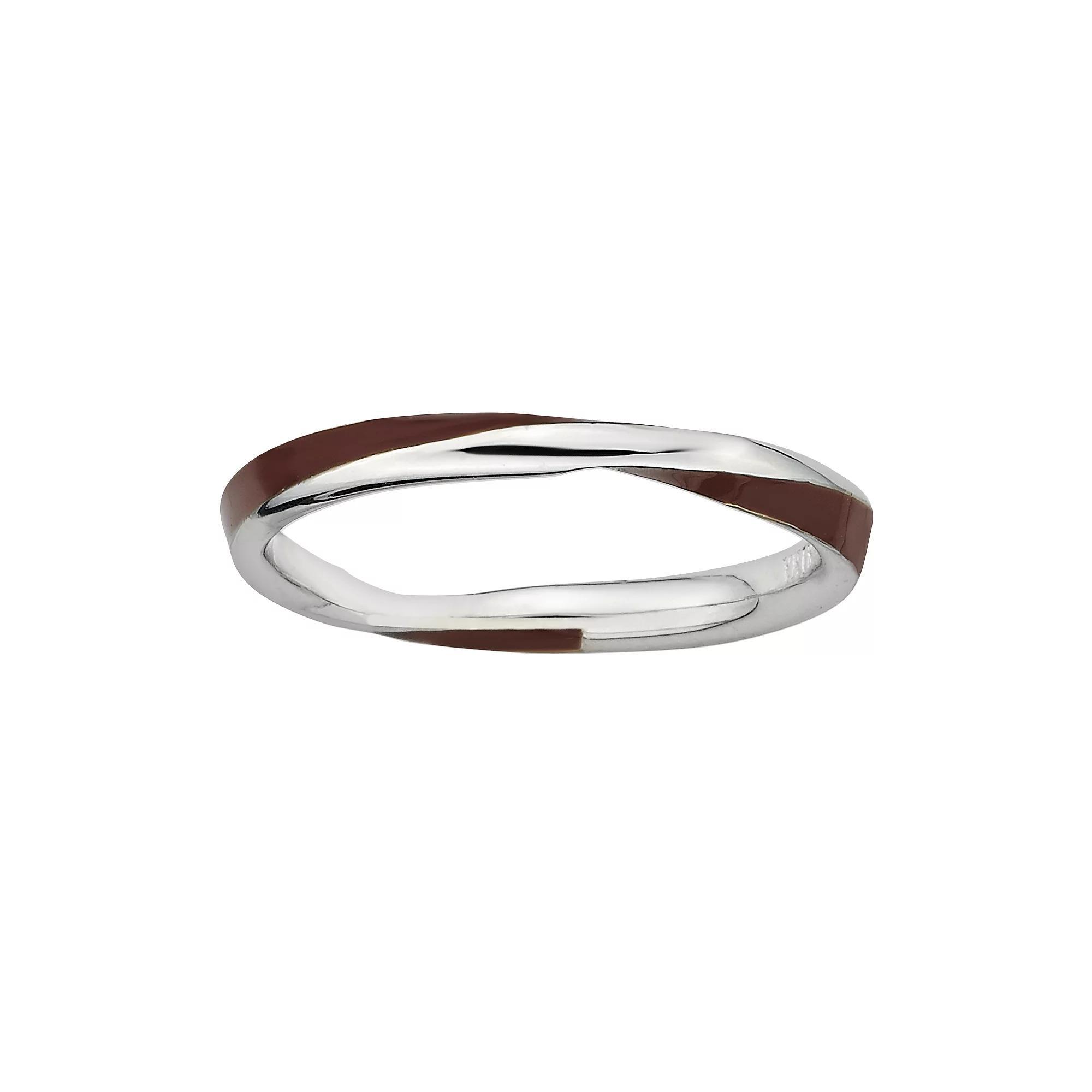 Stacks & Stones Sterling Silver Brown Enamel Twist Stack Ring, Women's, Size: 7 Product Image