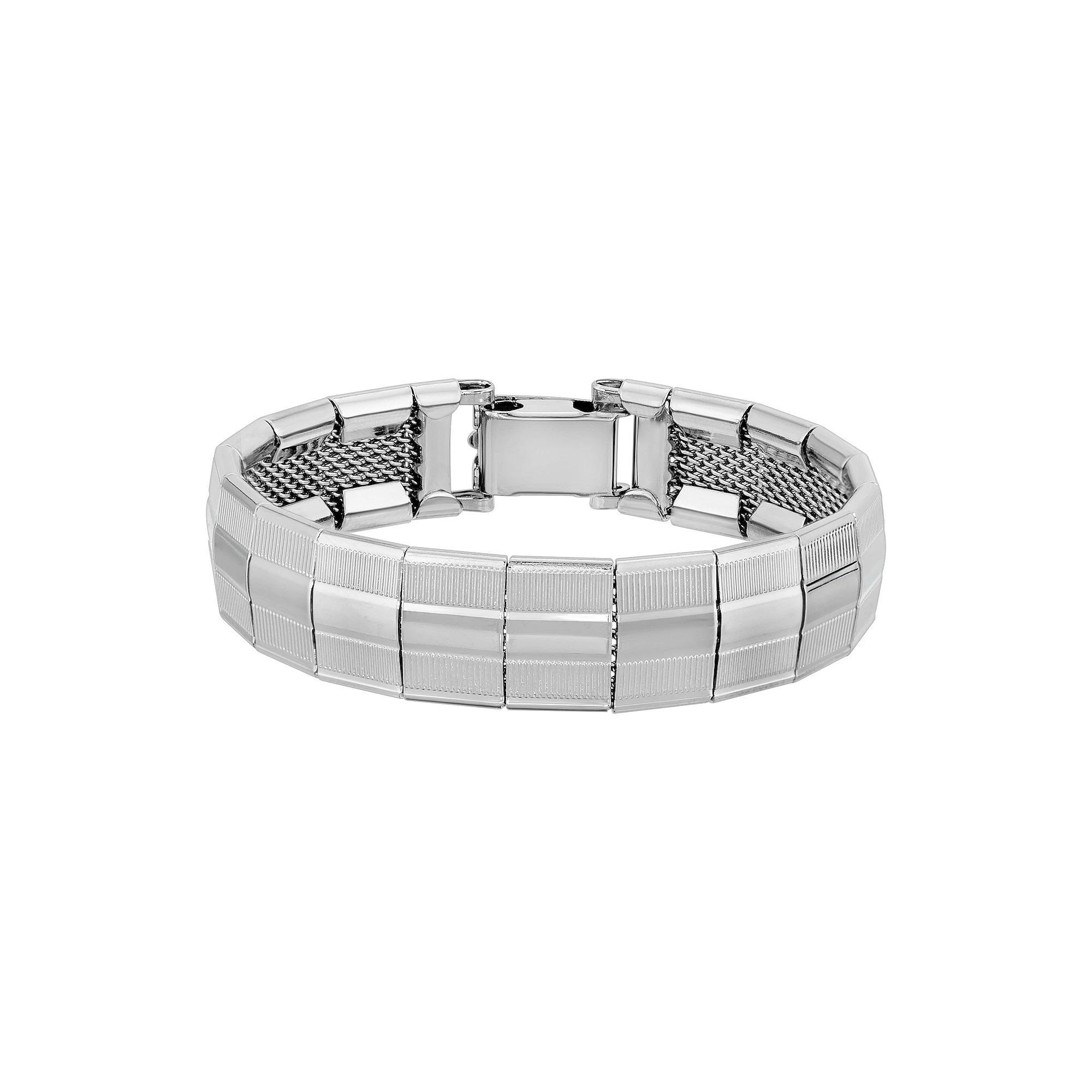 1928 Silver Tone Wide Link Bracelet, Womens Product Image