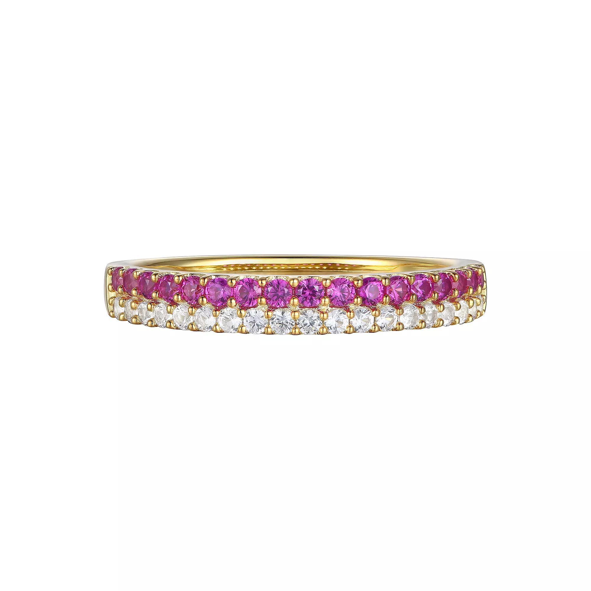 14k Gold Over Silver Lab-Created Ruby & White Sapphire Ring, Women's, Size: 7, Gold Tone Product Image